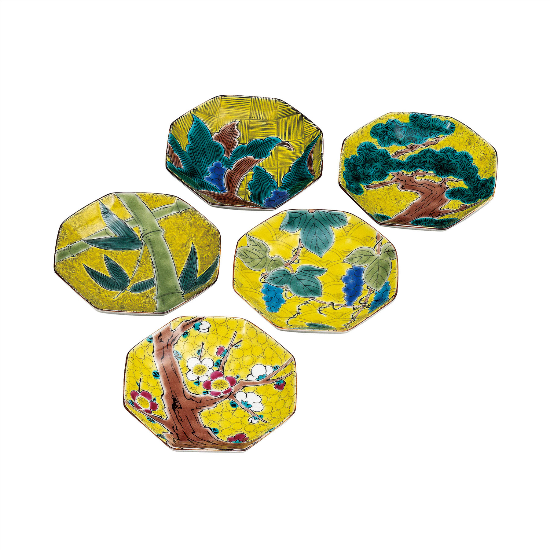 4.5号皿揃・吉田屋草花