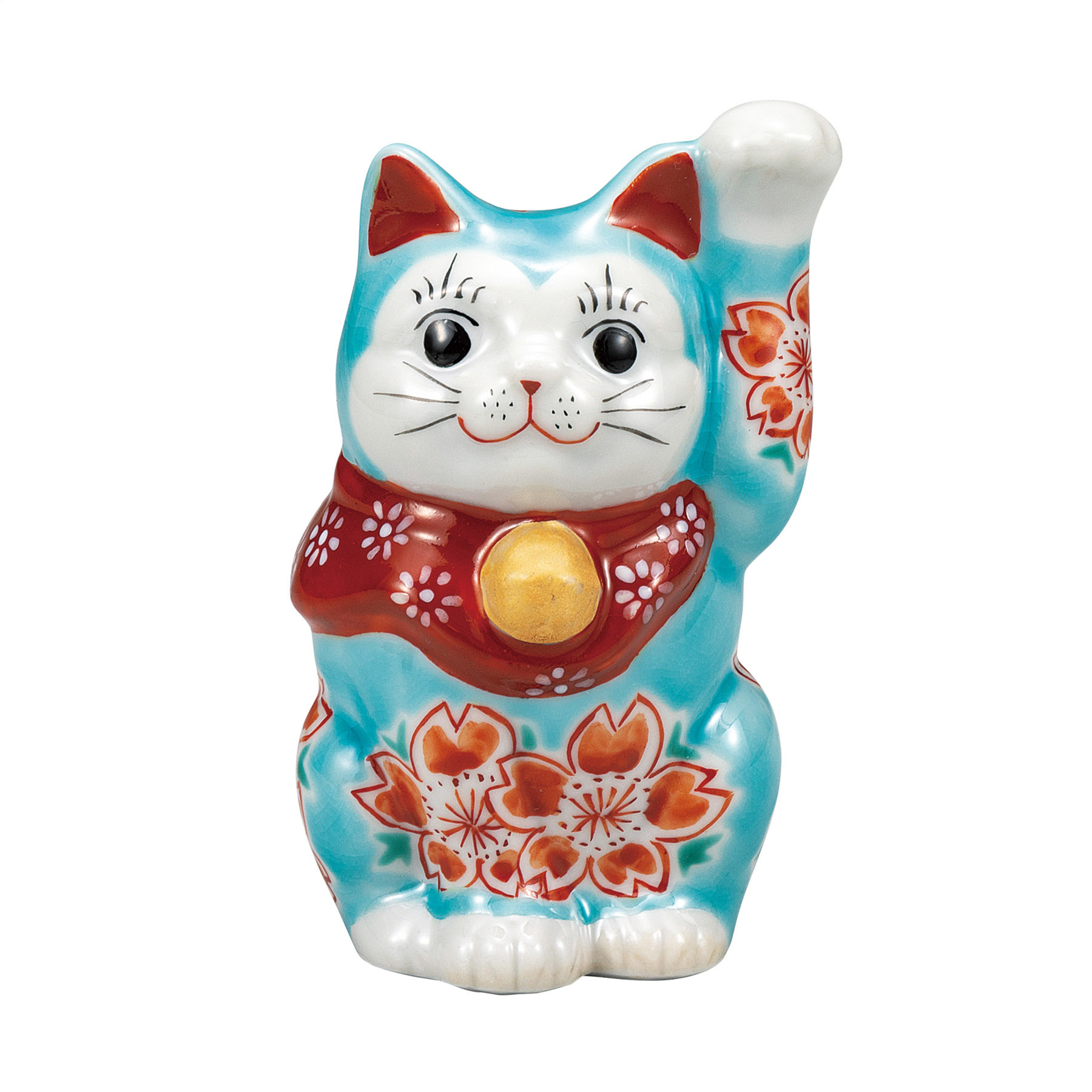 3.3号招き猫・トルコブルー釉桜