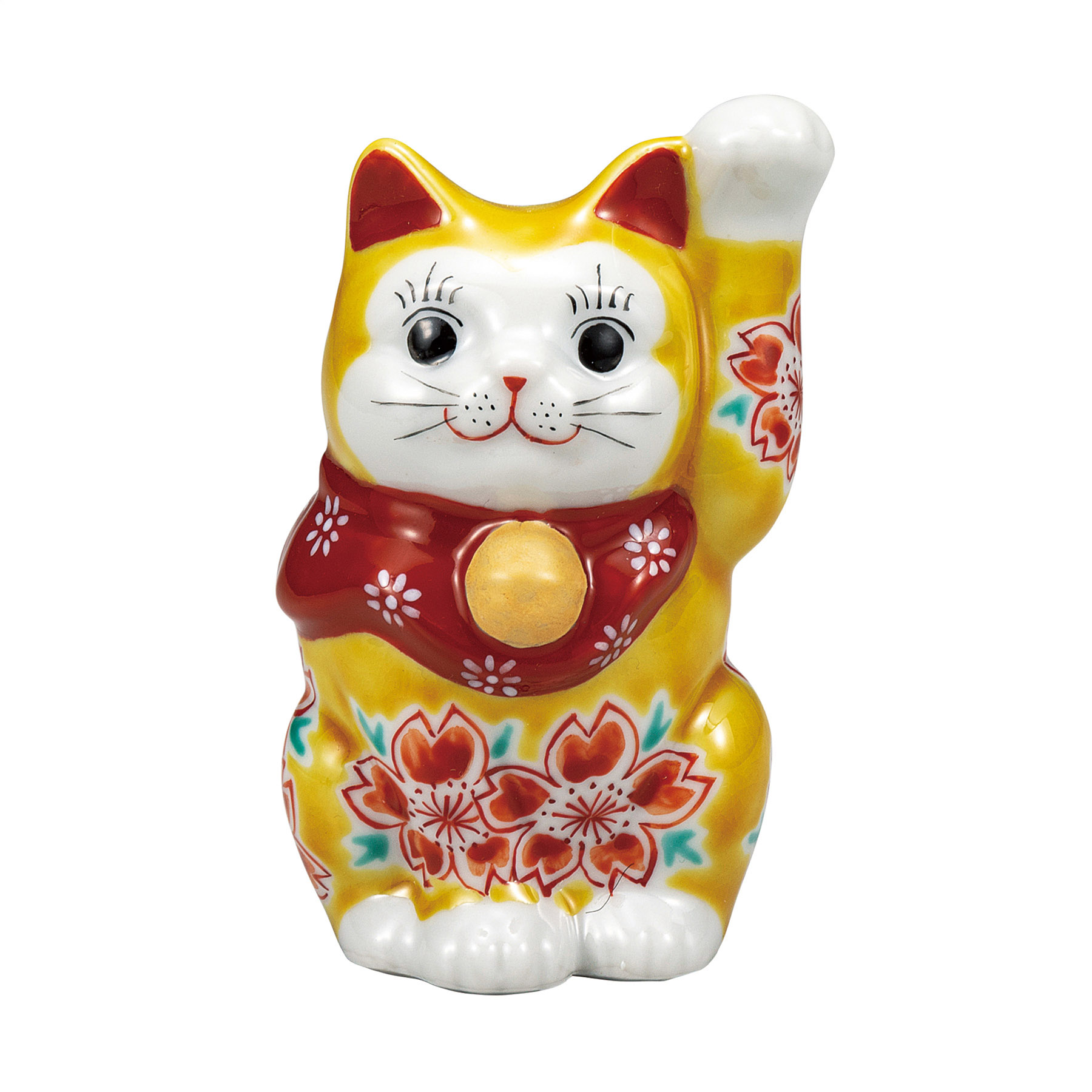 3.3号招き猫・イエロー釉桜