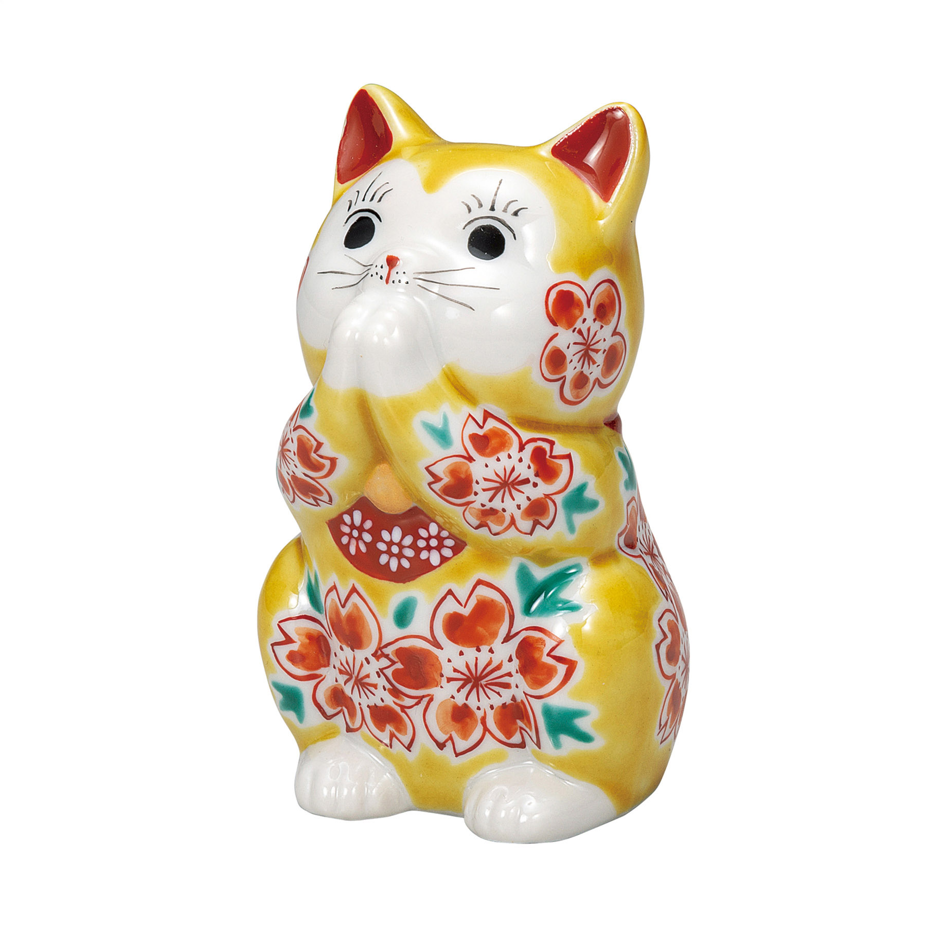 3.2号お祈り猫・イエロー釉桜