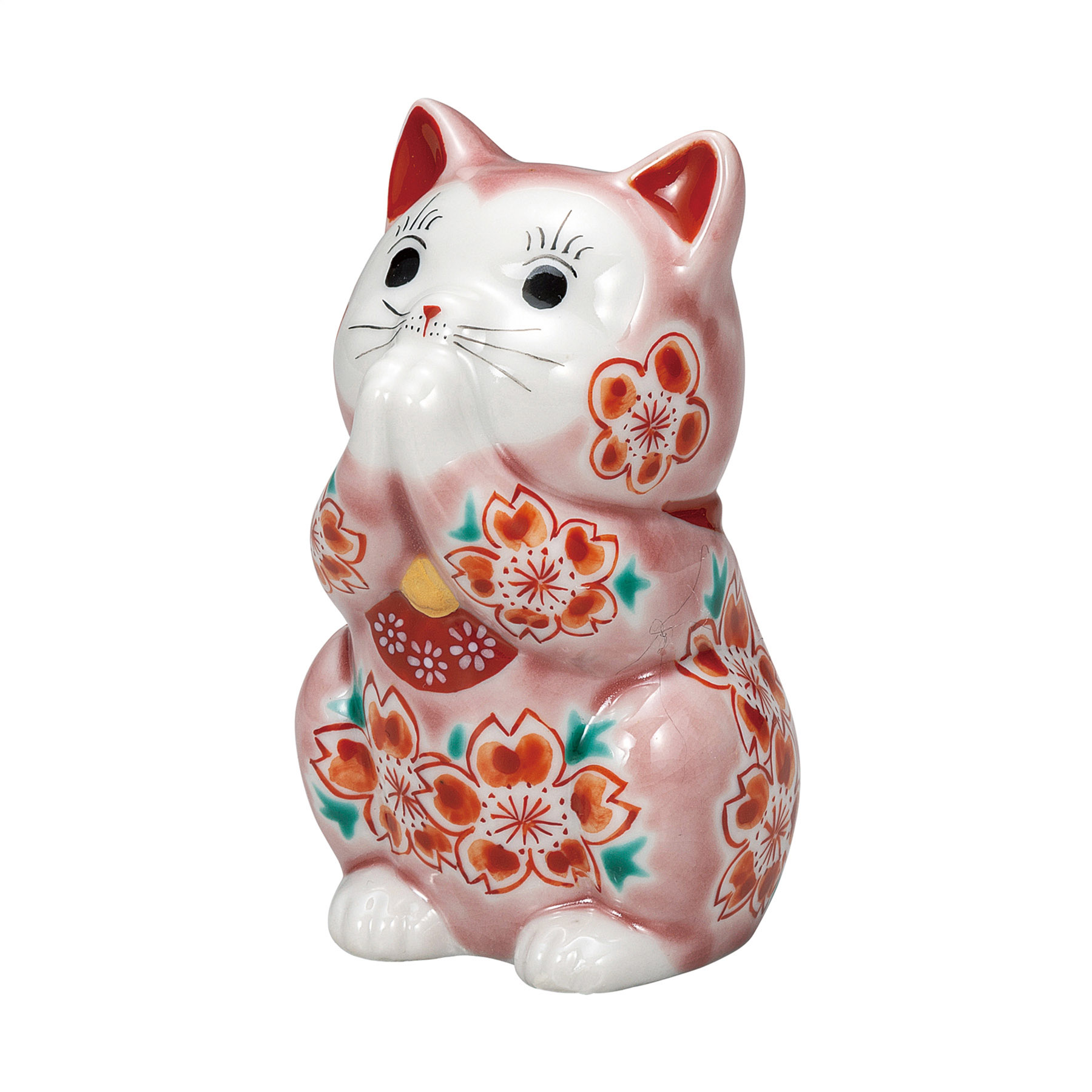3.2号お祈り猫・ピンク釉桜