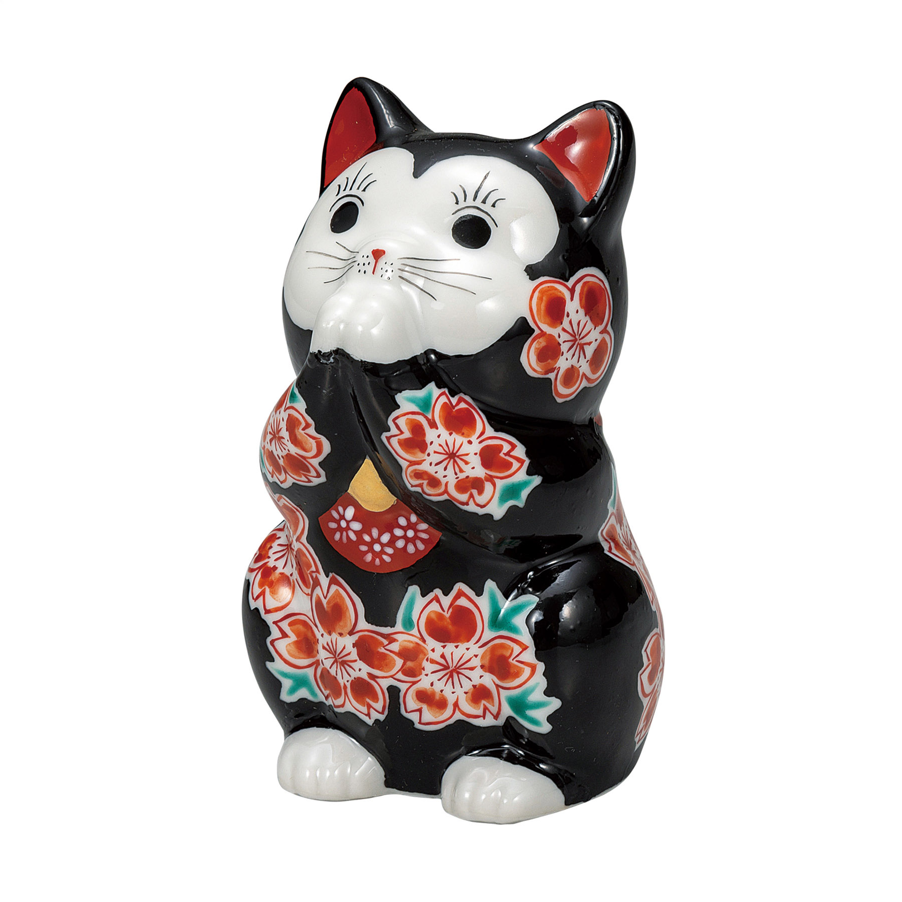 3.8号お祈り猫・ブラック釉桜