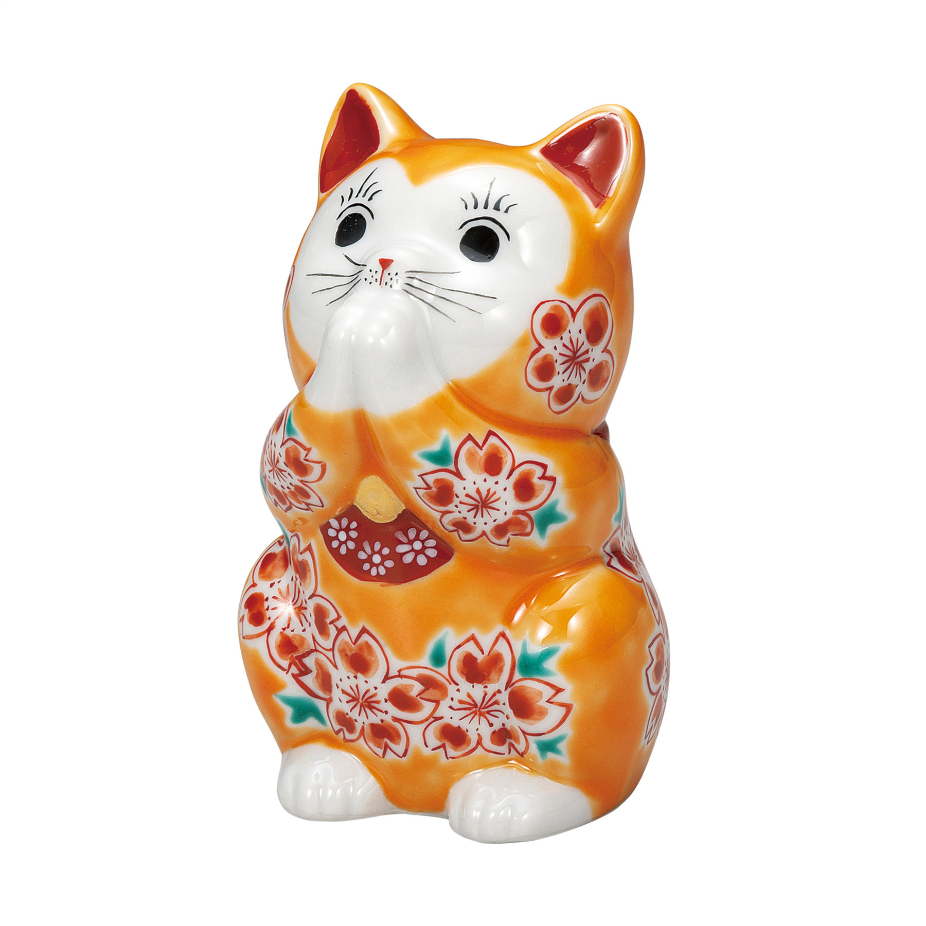 3.8号お祈り猫 オレンジ釉桜