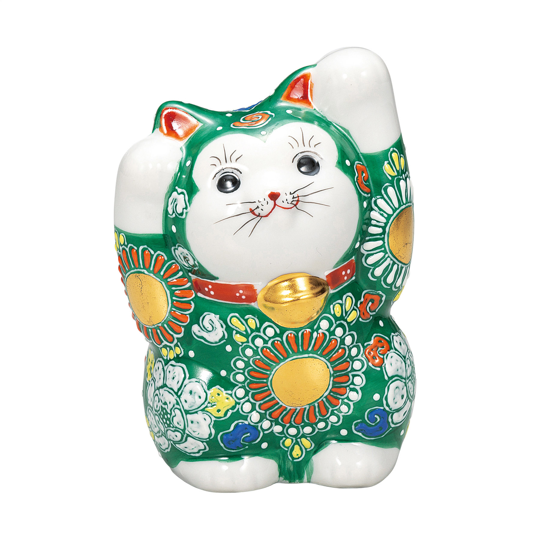 4号両手招き猫・緑盛