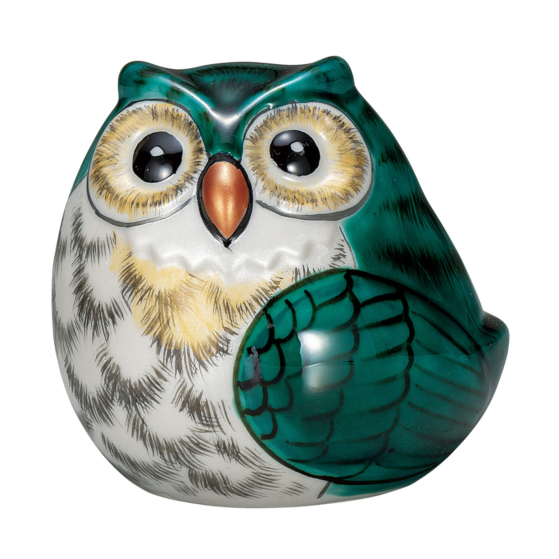 3号横向きふくろう・緑釉彩