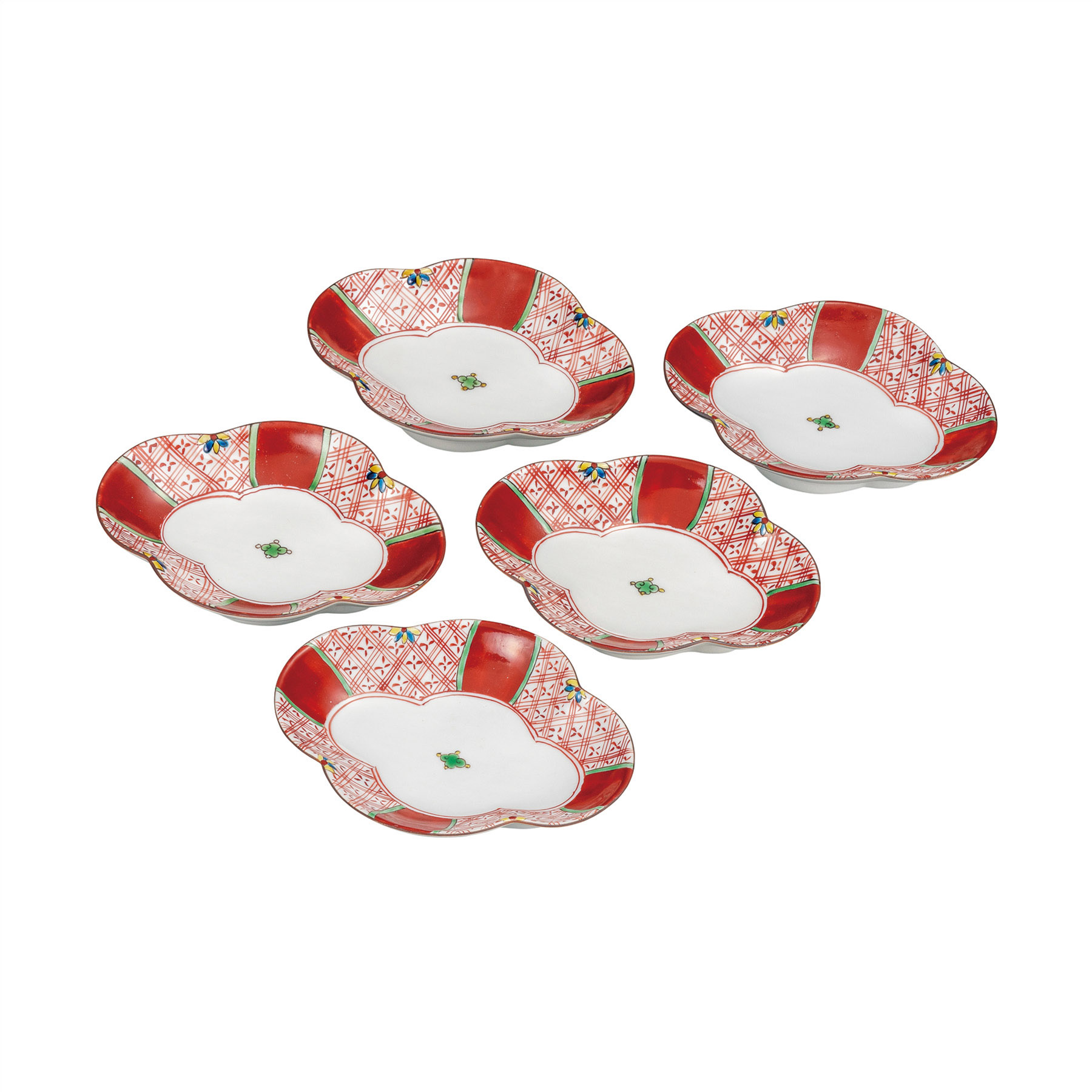 6号皿揃・赤絵