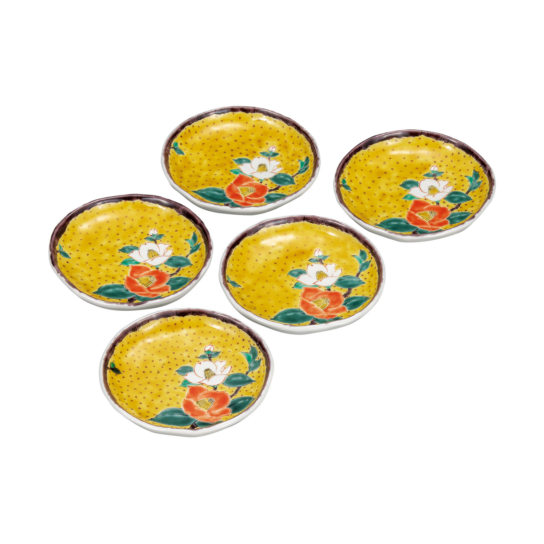 4.8号皿揃・黄彩椿