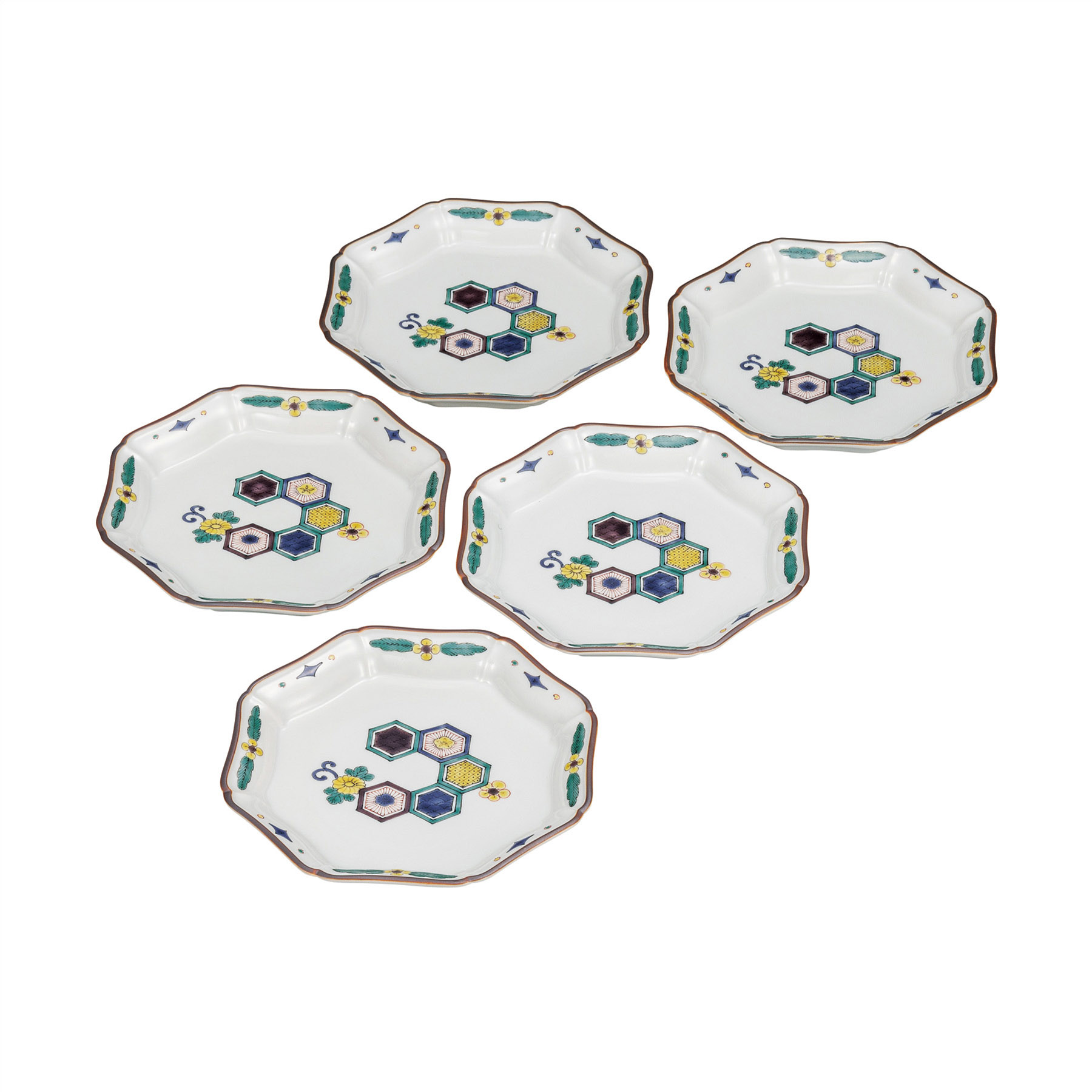 6号皿揃・亀甲文