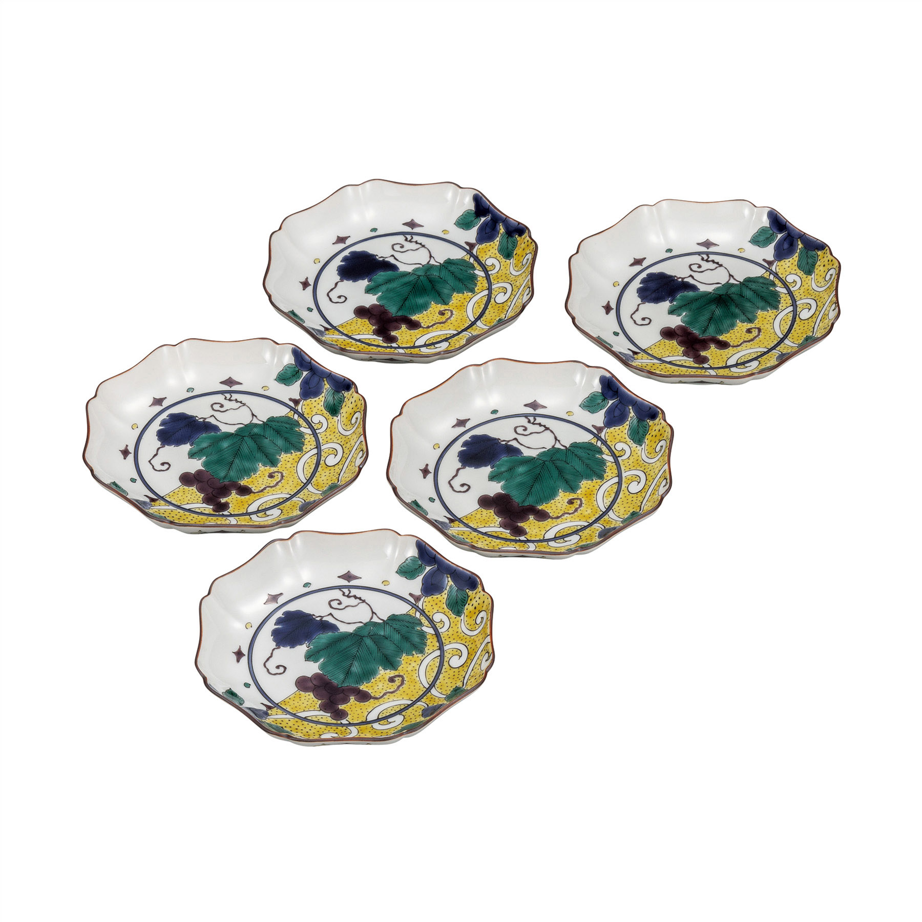 5.2号皿揃・色絵ぶどう文