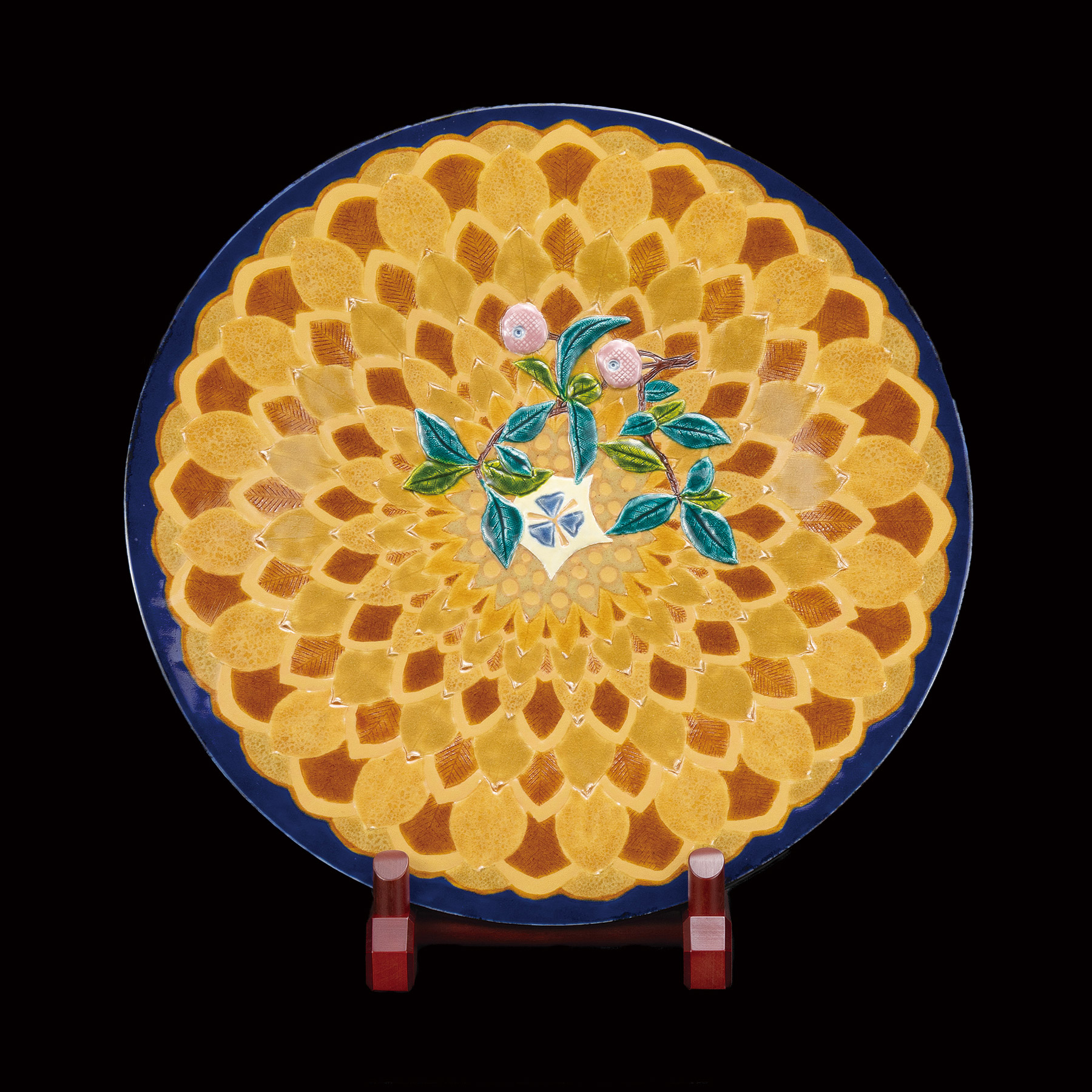 15号飾皿・彩磁彩　果実（皿立付）