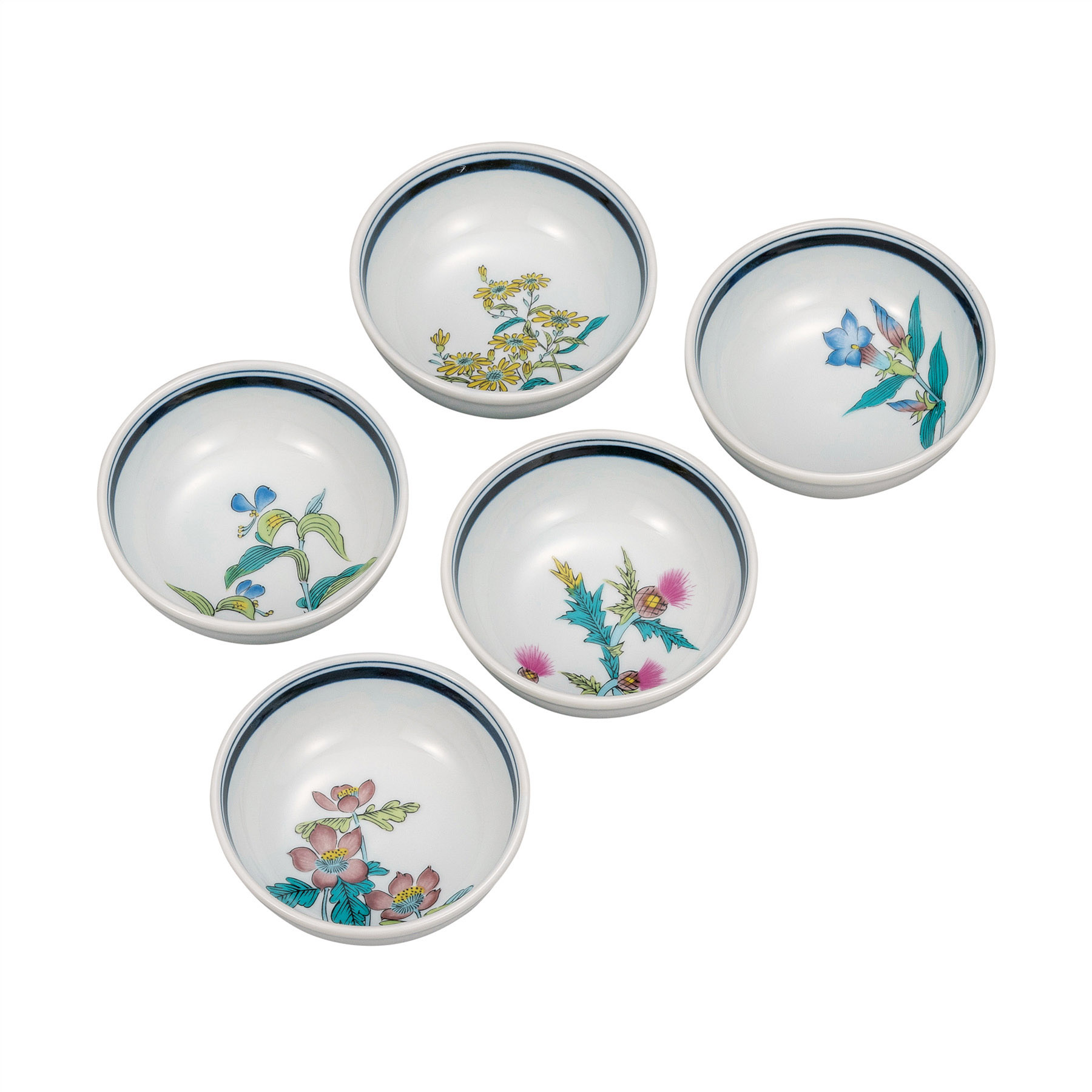 3.5号小鉢揃・草花絵変り