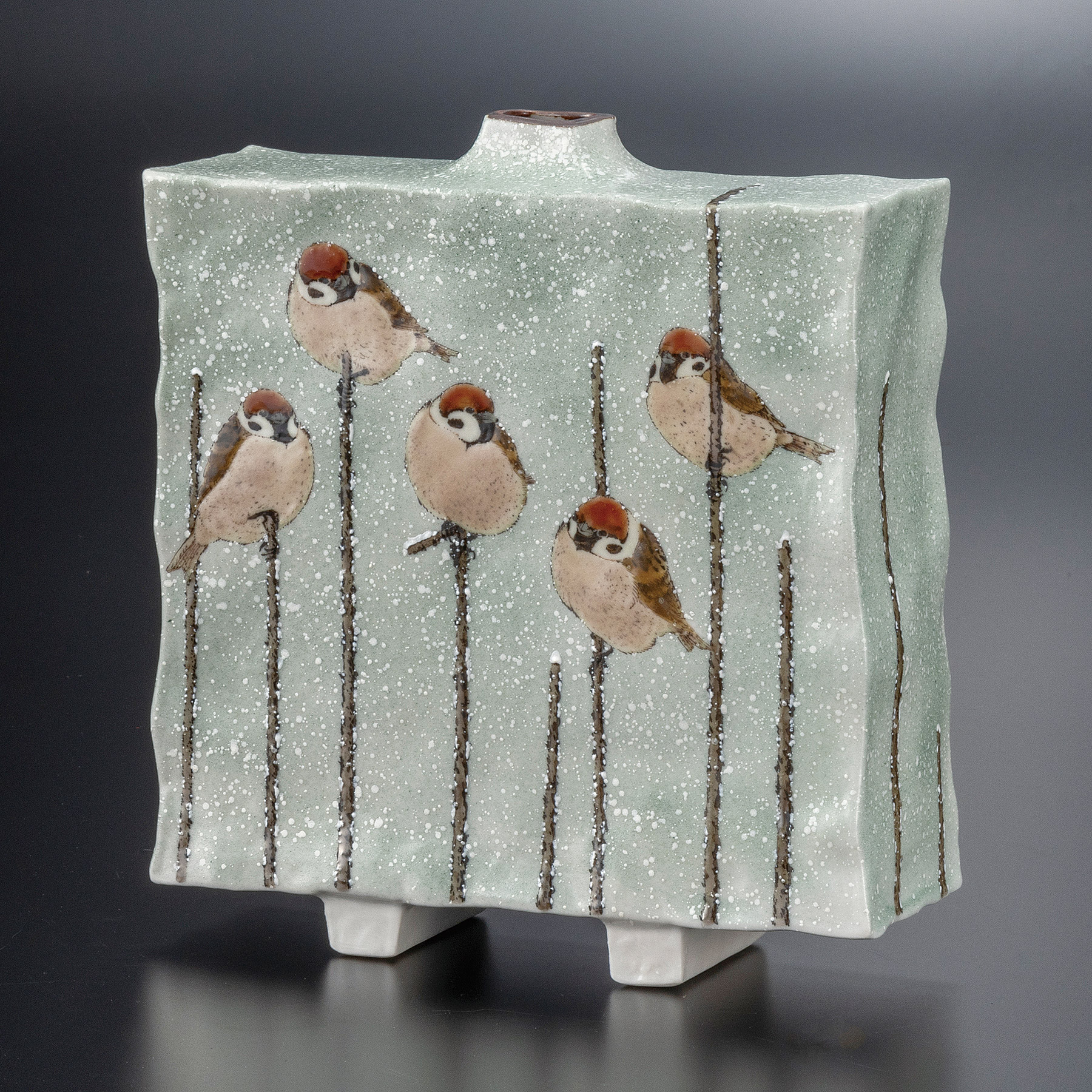 6.8号扁壺・銀花