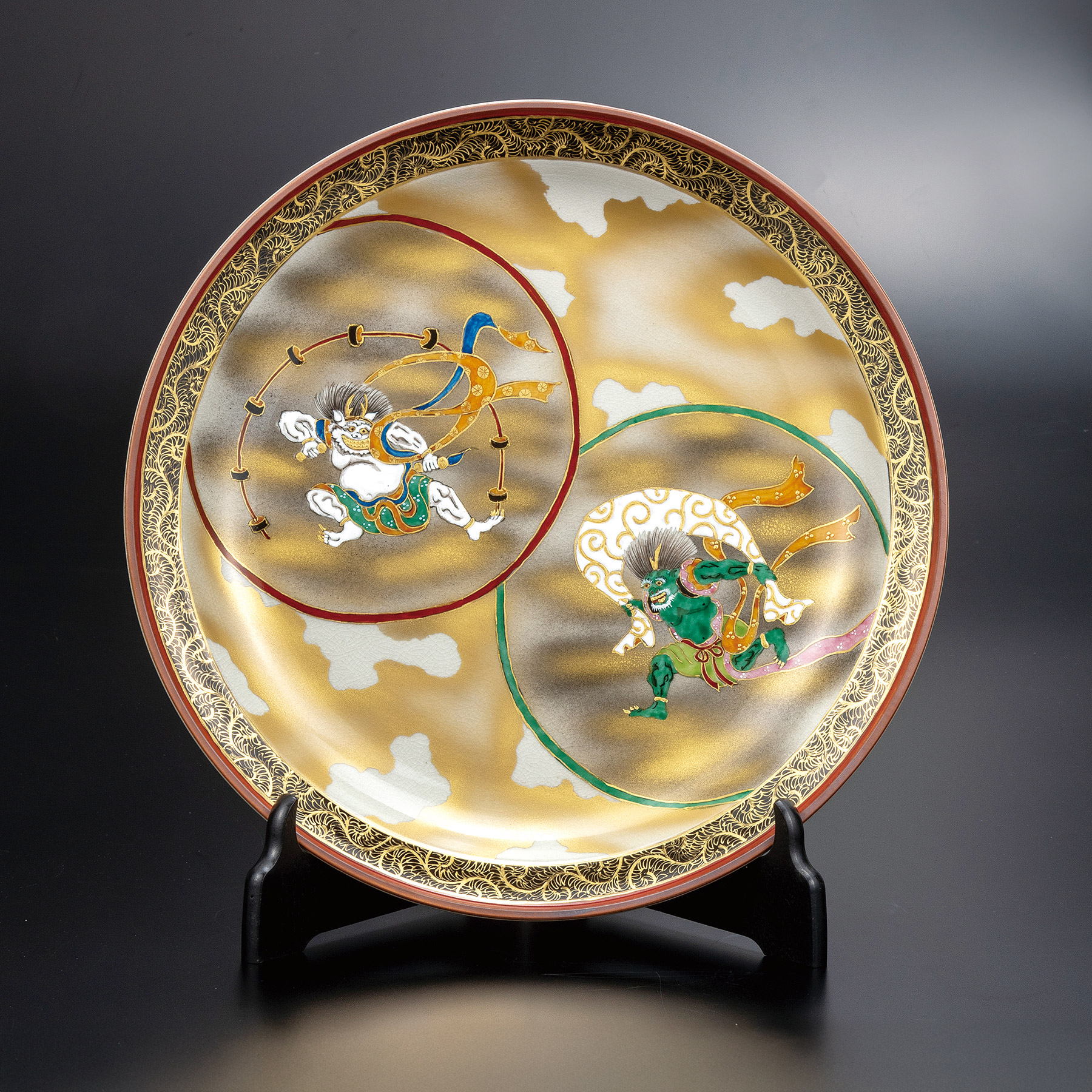 12号飾皿・風神二神（皿立付）