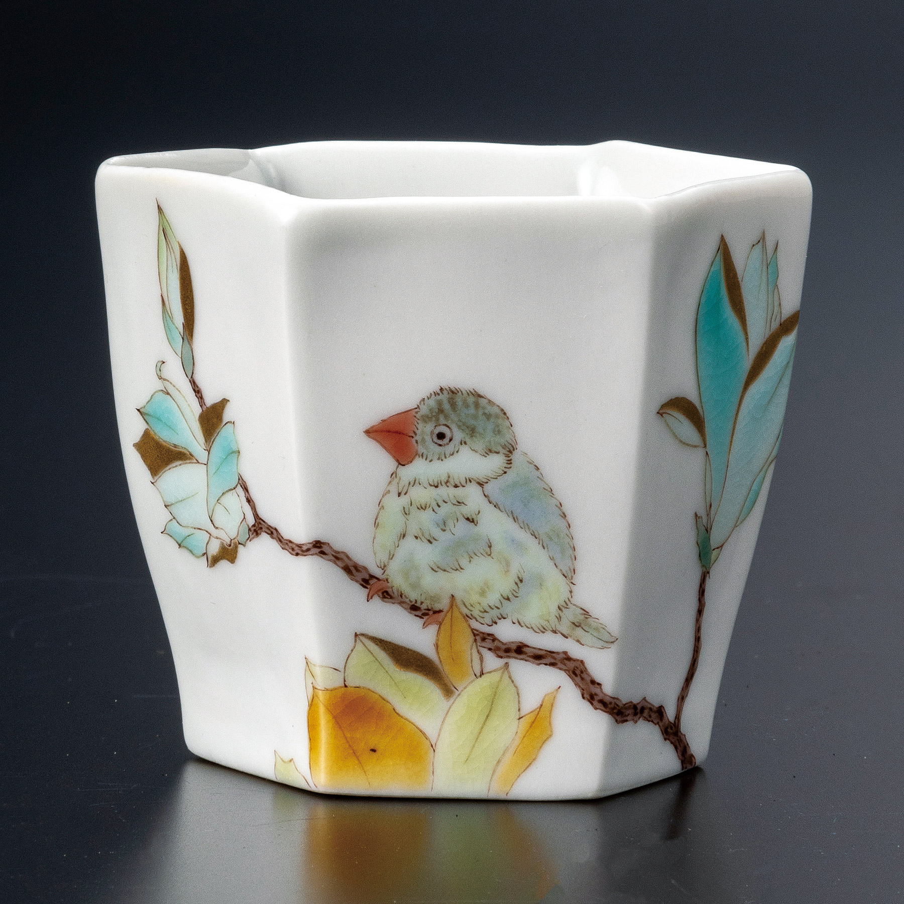 ぐい呑・木蓮に鳥