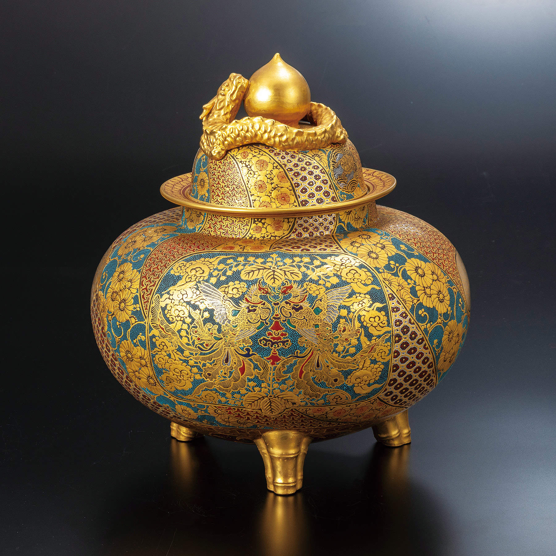 13号香炉・本金盛割取小紋