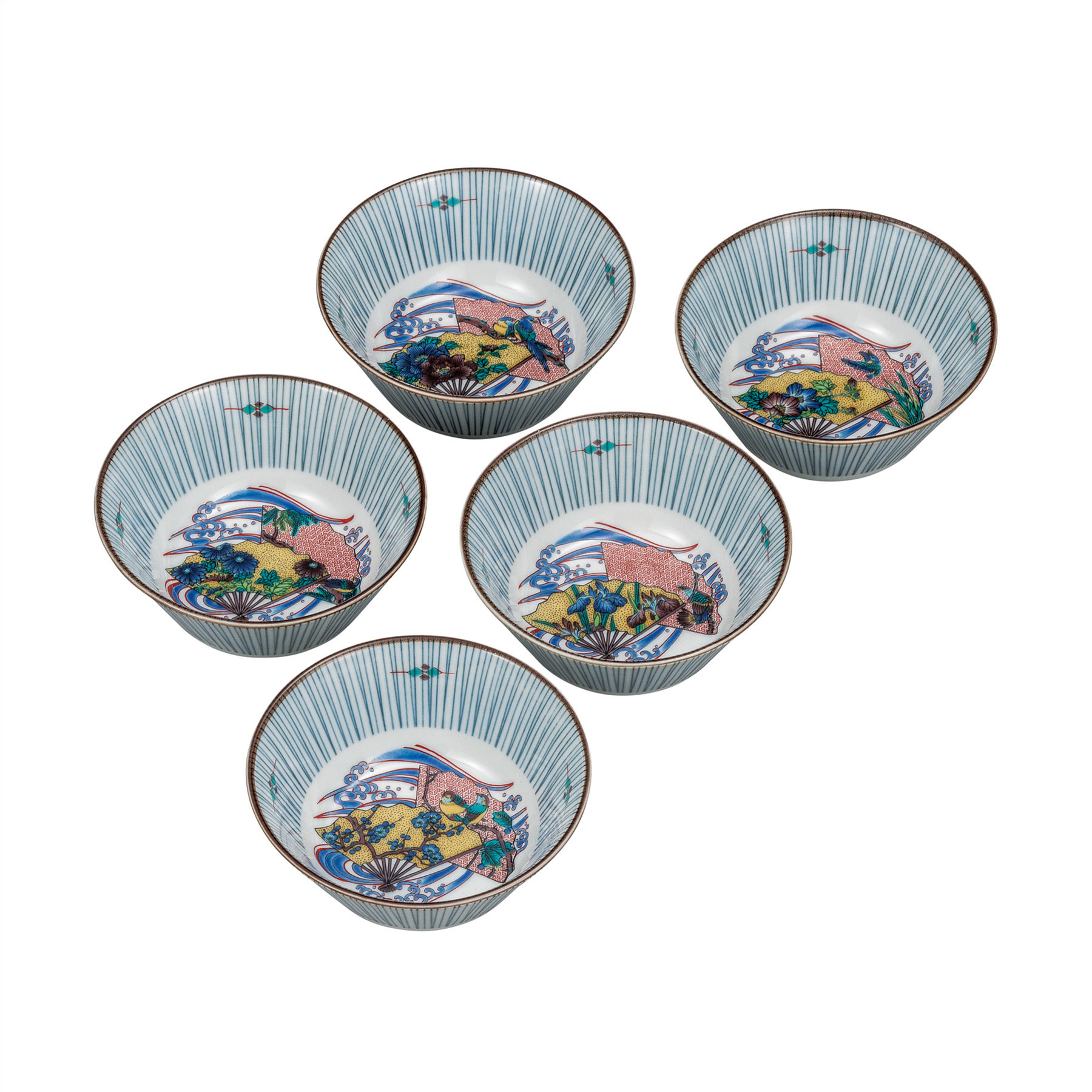 4.5号小鉢揃・扇絵変り