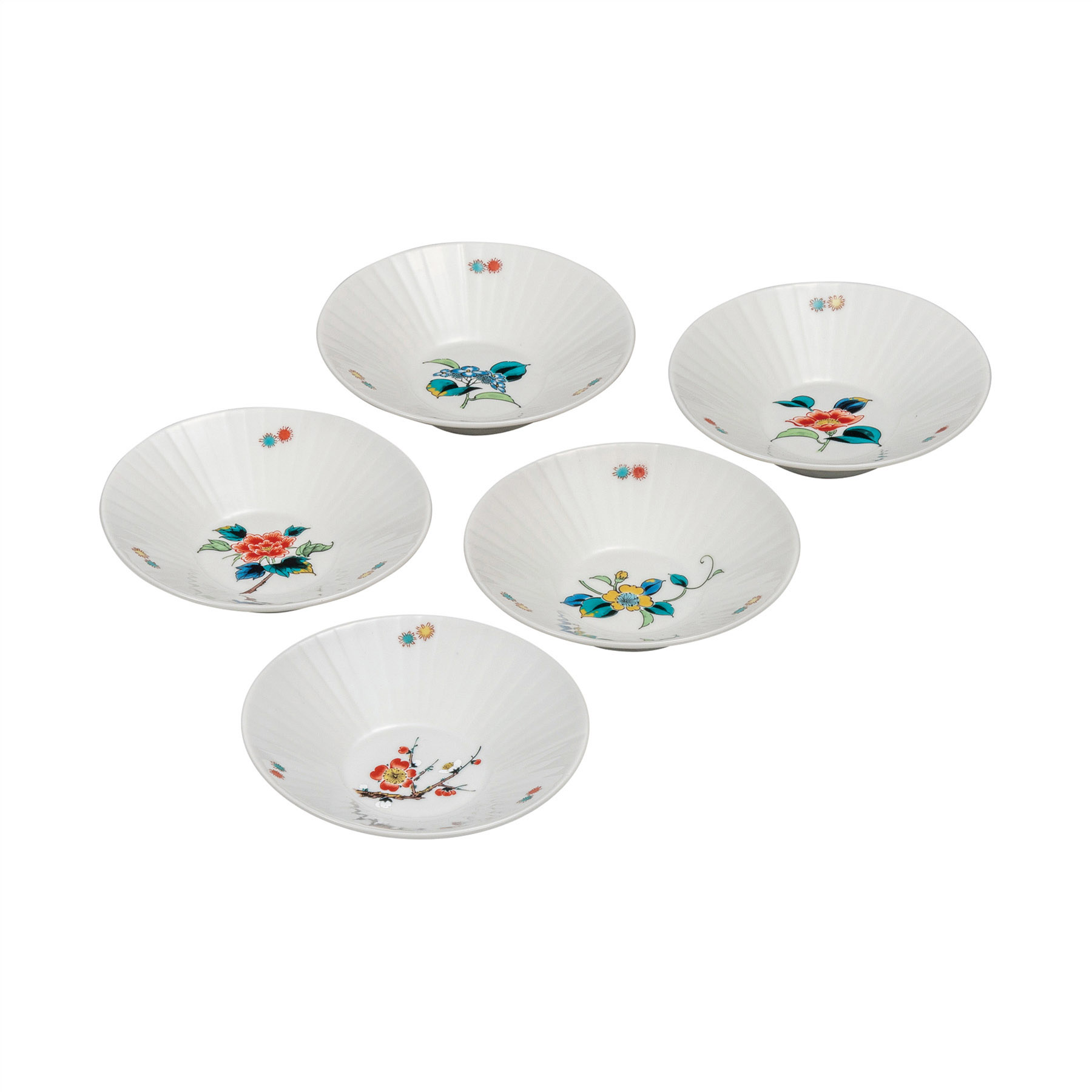 4.5号浅鉢揃・草花絵変り