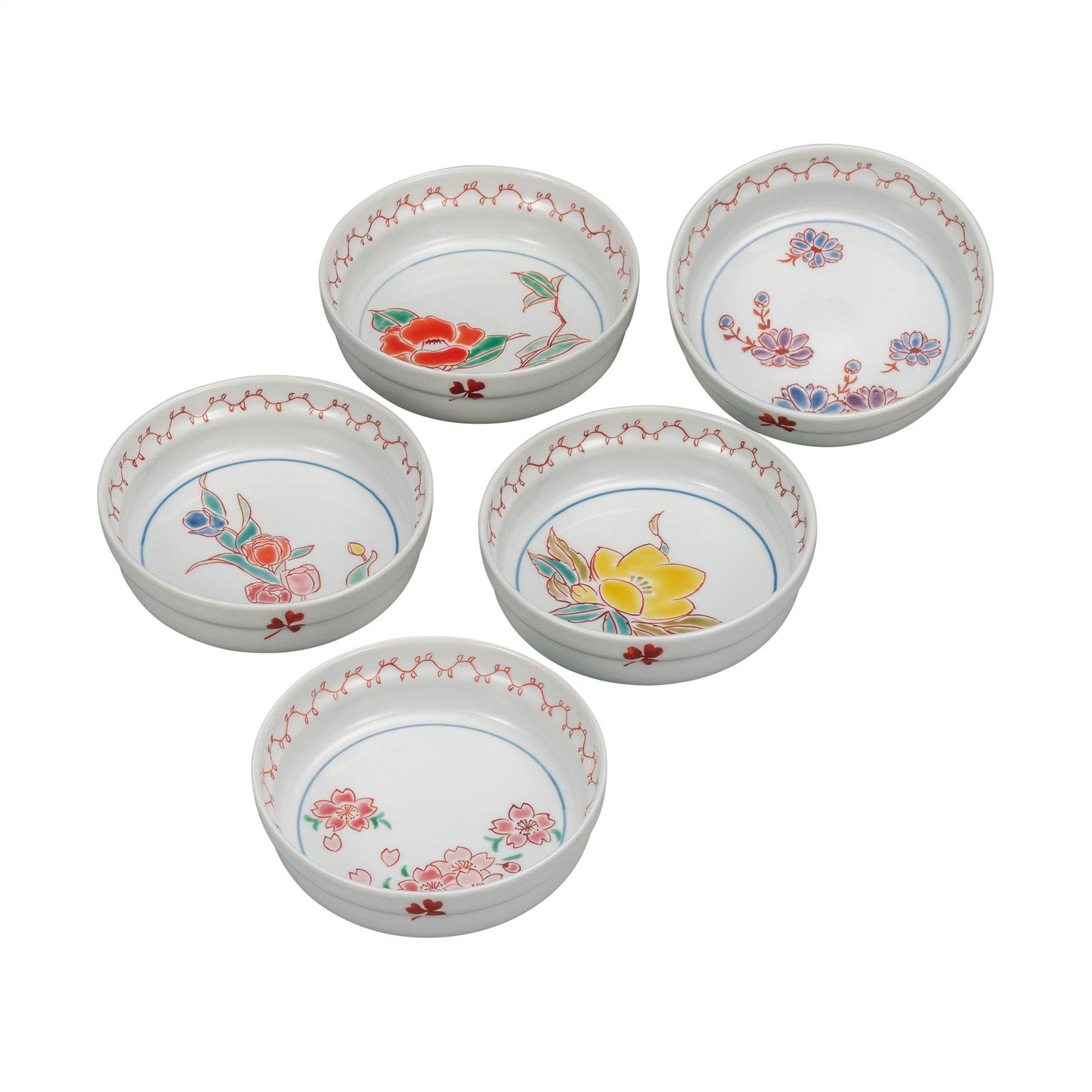 4.8号小鉢揃・草花絵変り