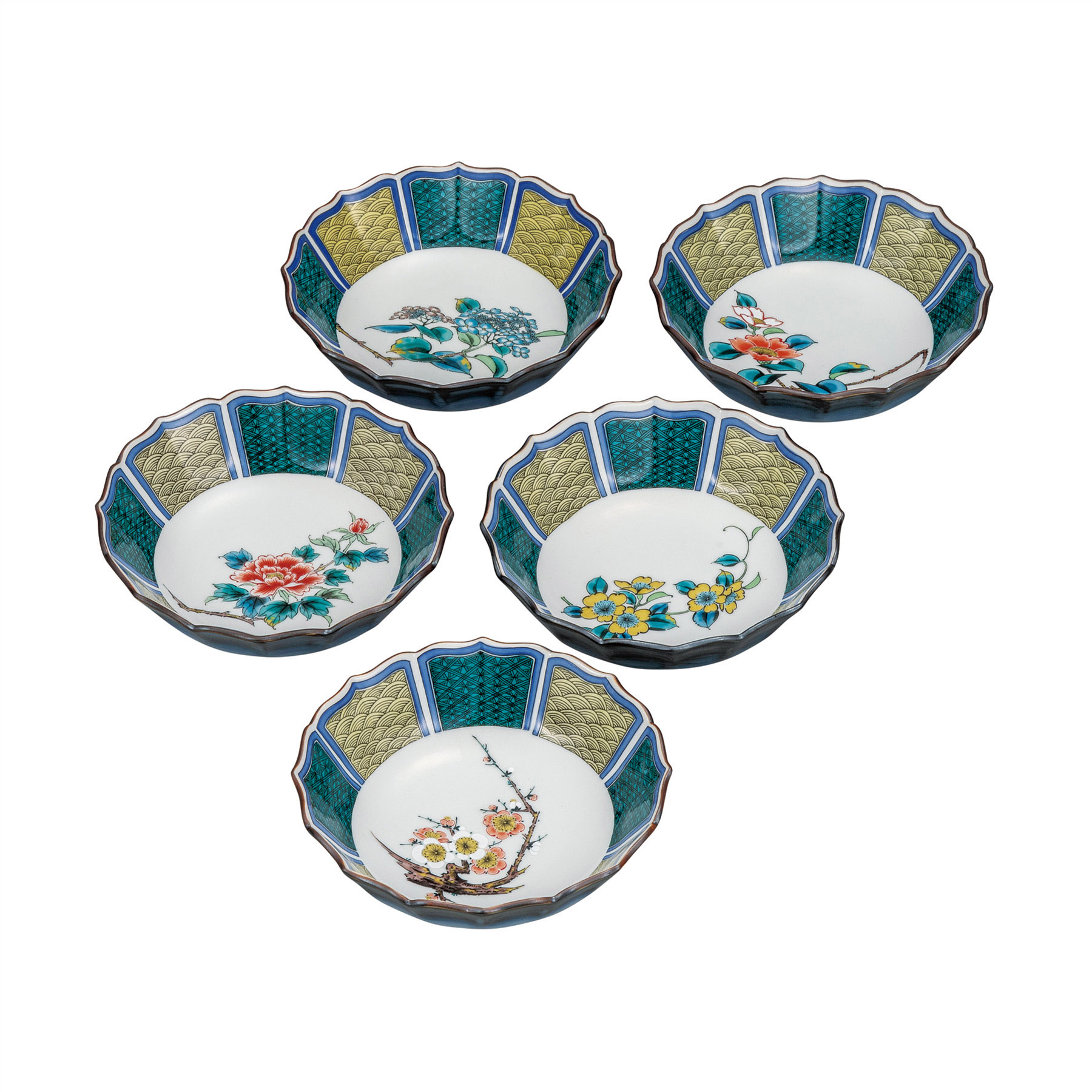 5.5号小鉢揃・草花絵変り