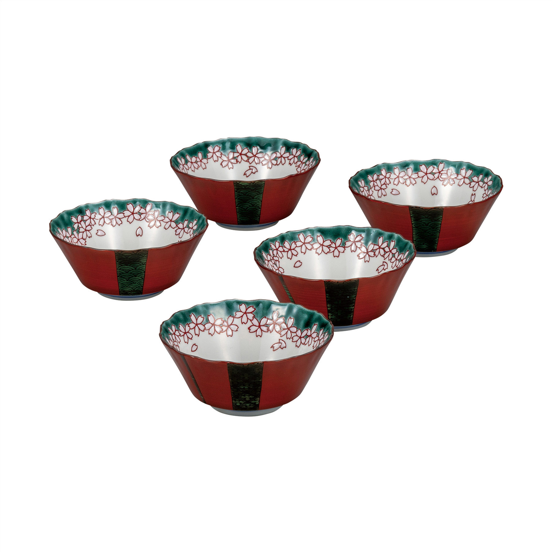 3.5号小鉢揃・朱巻花小紋