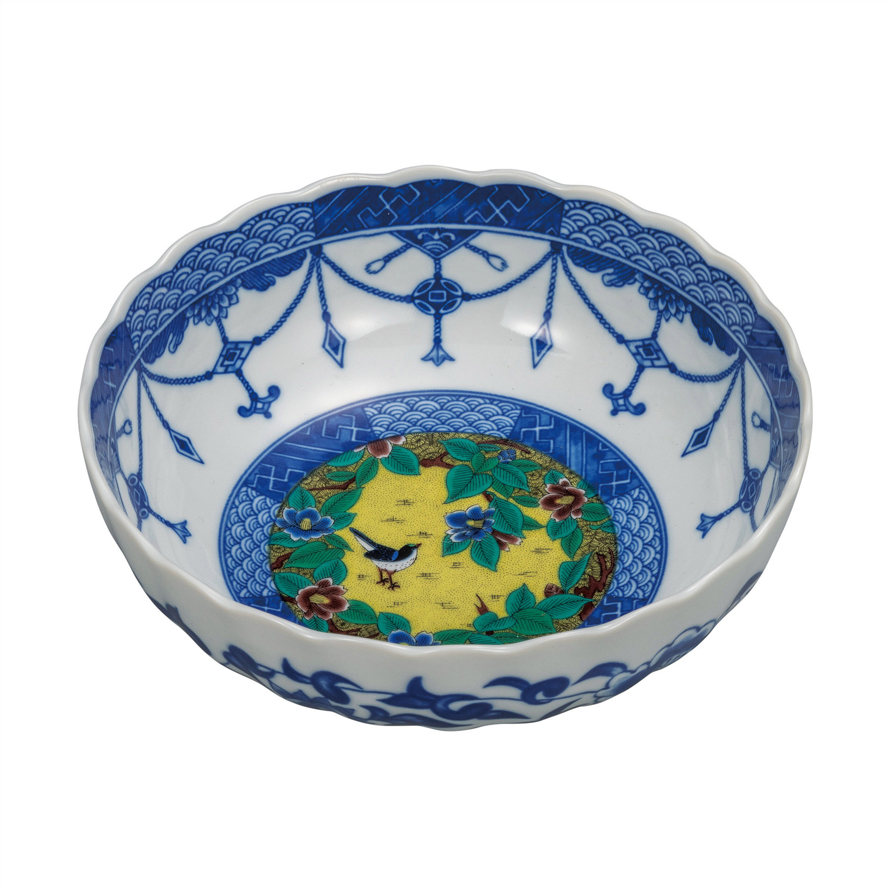 6.5号鉢・吉田屋椿に鳥