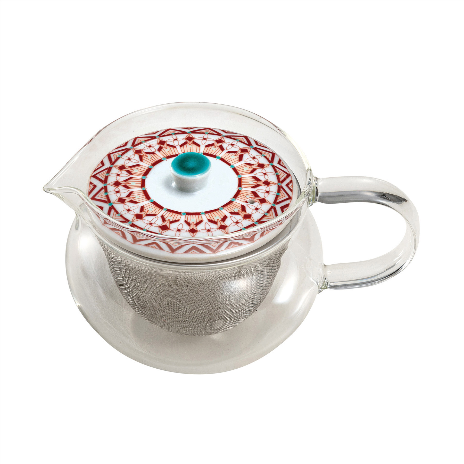 九谷和ポット NAGOMI POT・赤絵丸紋（茶こし付）