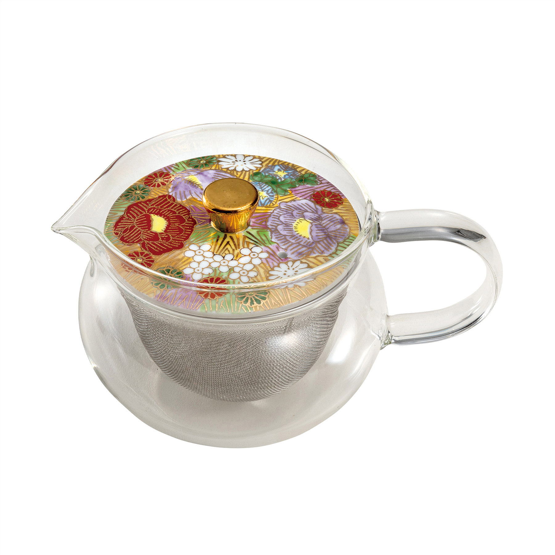 九谷和ポット NAGOMI POT・金花詰 赤（茶こし付）