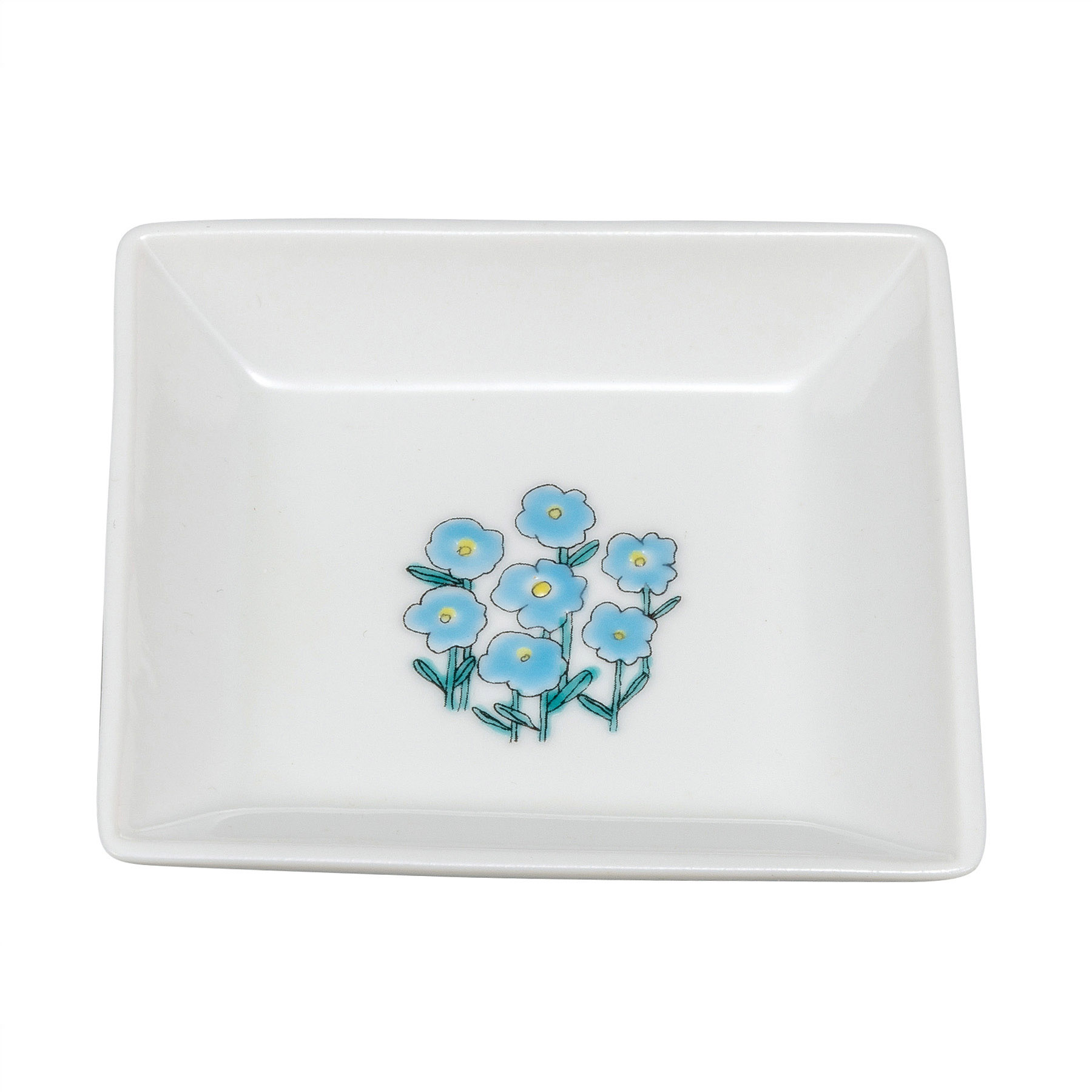 3号角小皿・花束　水色