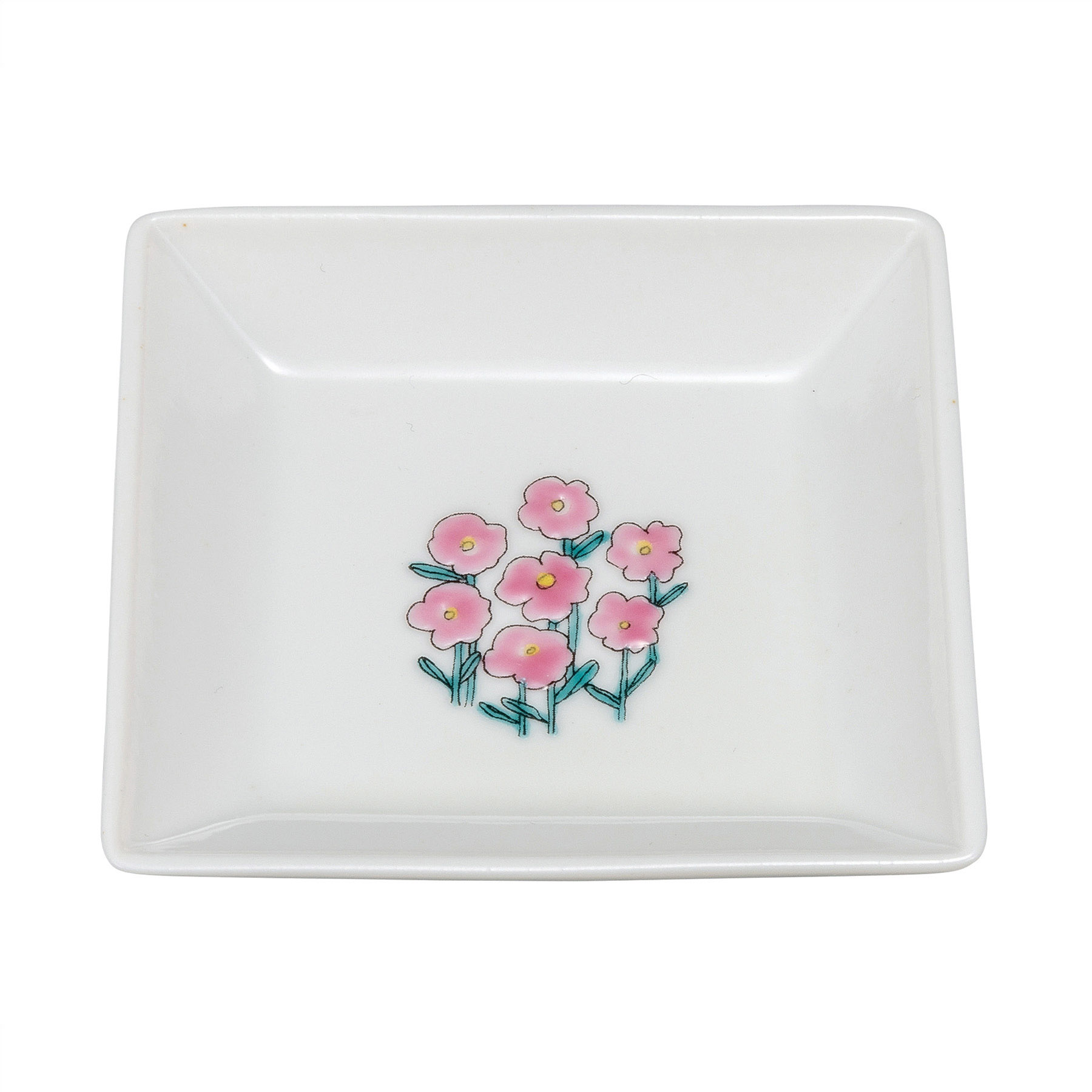 3号角小皿・花束　ピンク