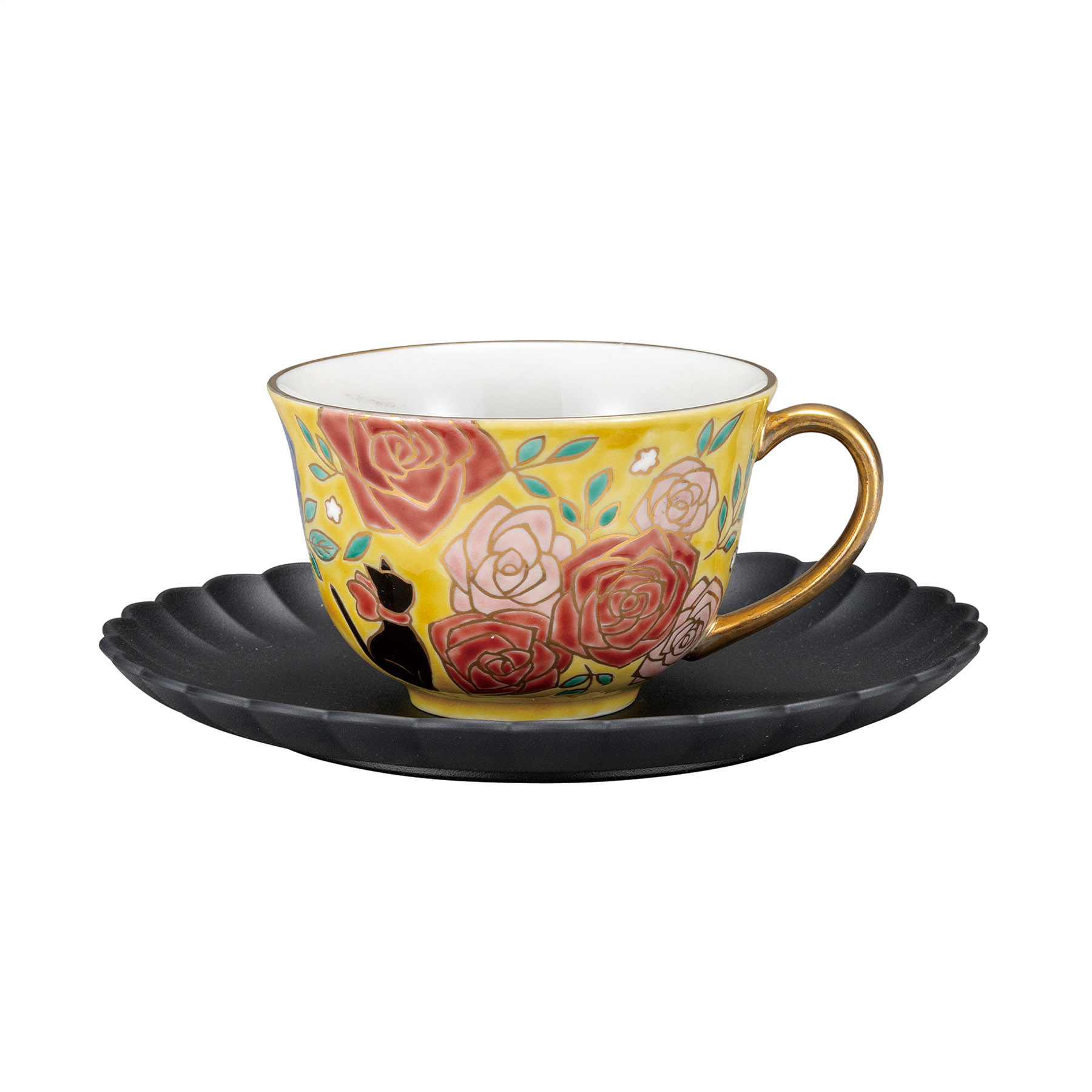 カップ＆ソーサー・黒猫（ソーサー山中漆器）