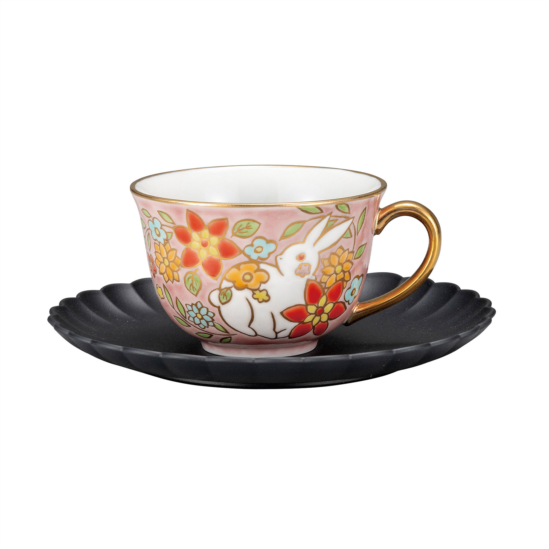 カップ＆ソーサー・白兎（ソーサー山中漆器）