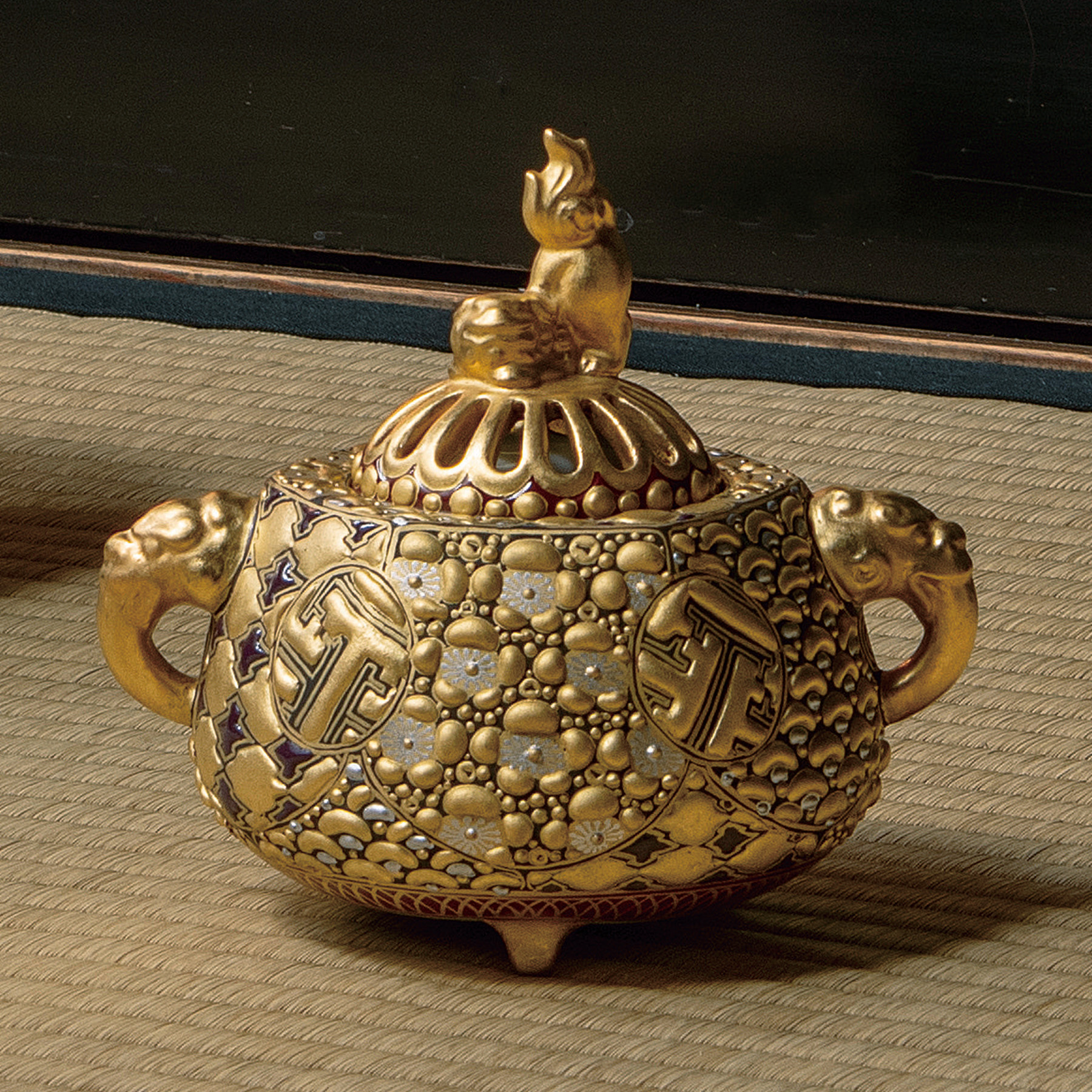 4.5号香炉・本金盛割取小紋