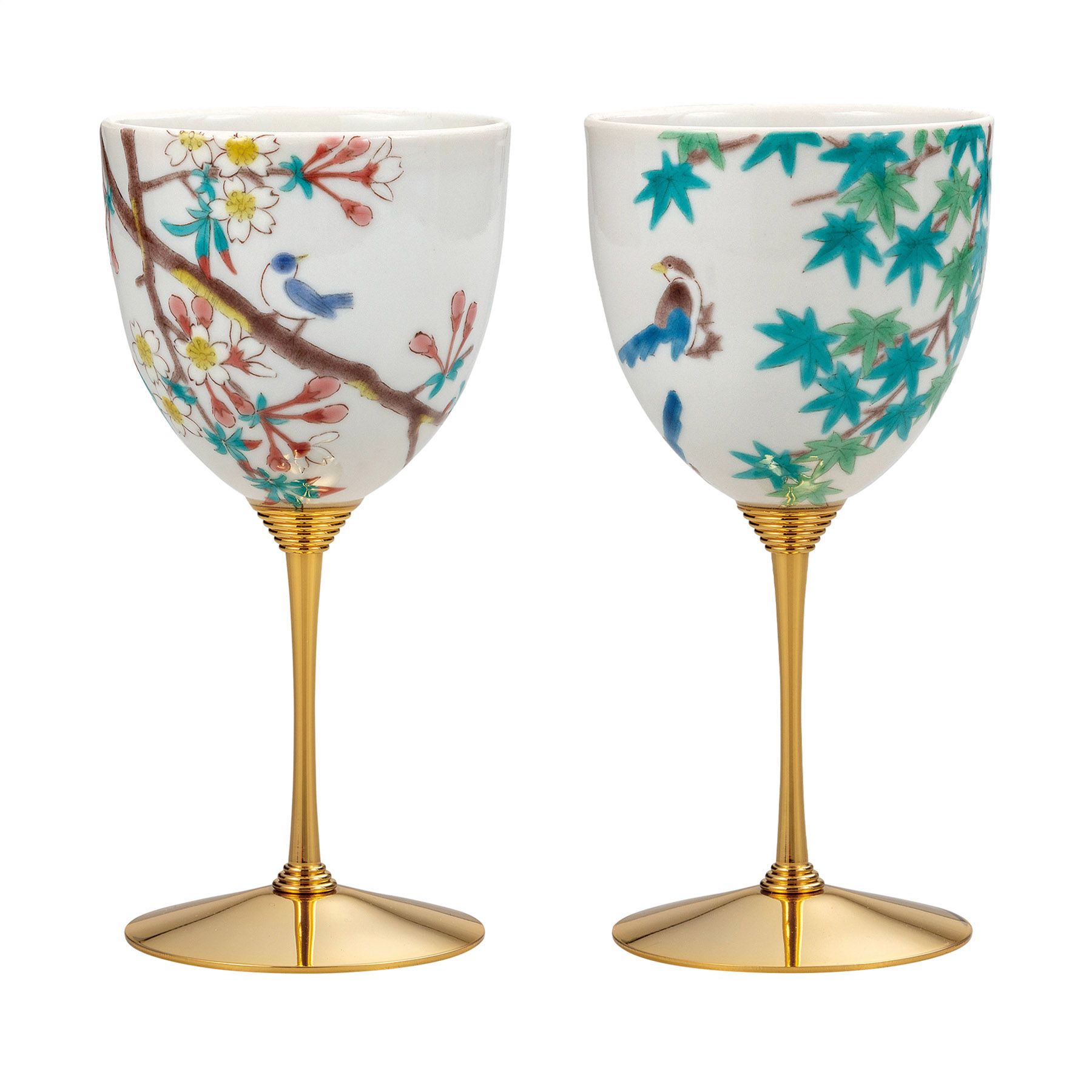 ペアワインカップ・小鳥春秋