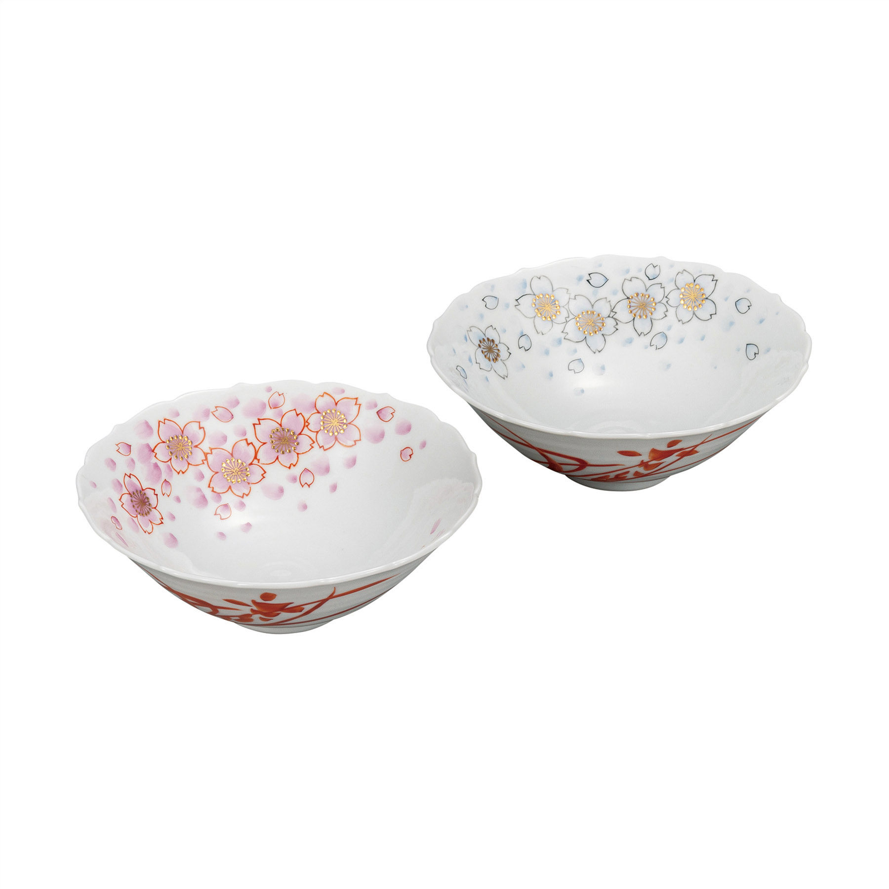 5.5号ペア鉢・金彩桜