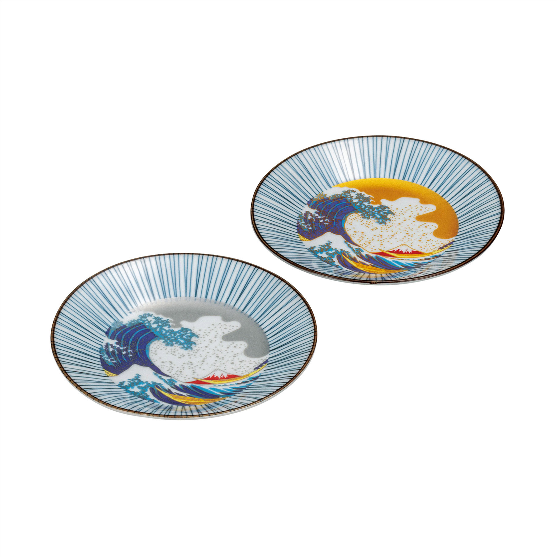 5.2号ペア皿・北斎　波