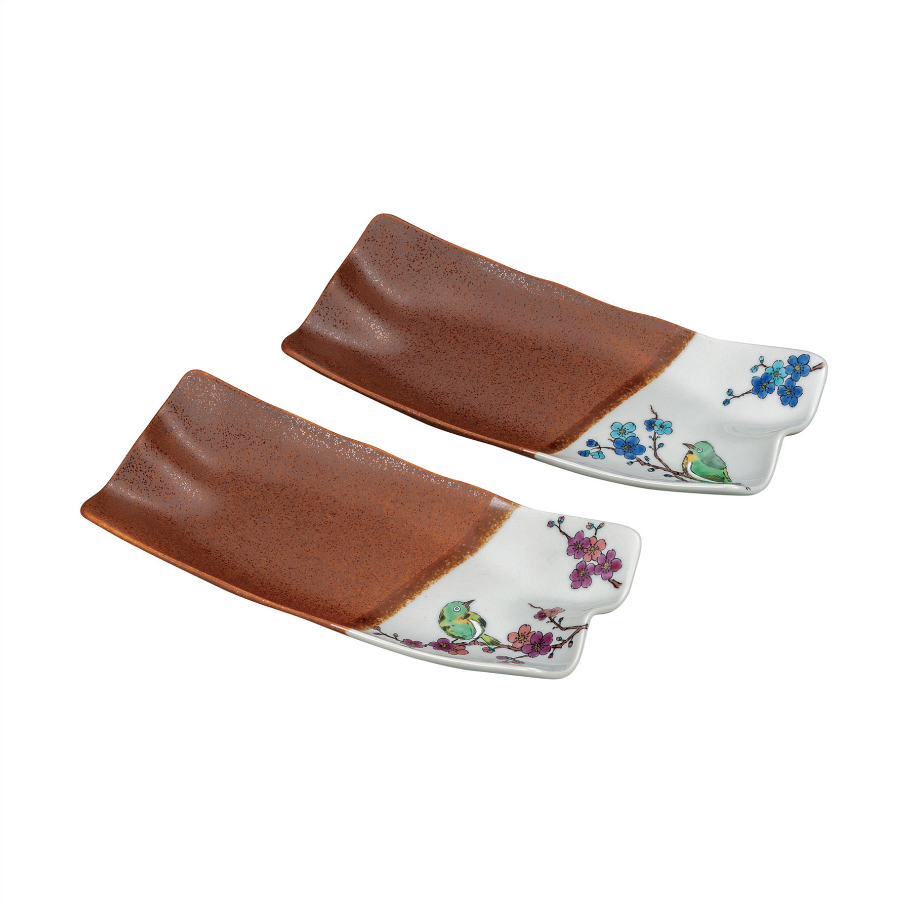 9号ペア長皿・めじろに梅