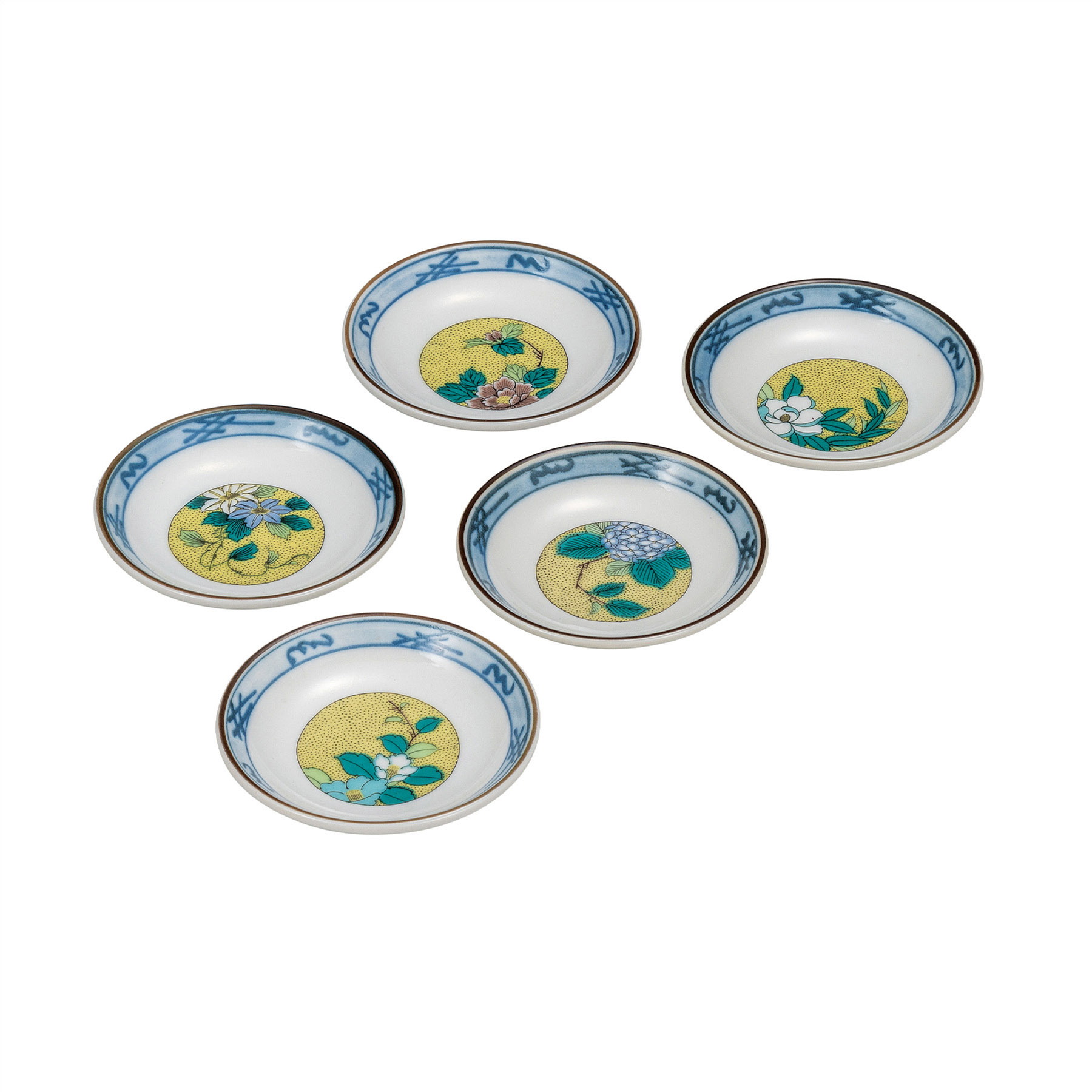 3号皿揃・吉田屋草花