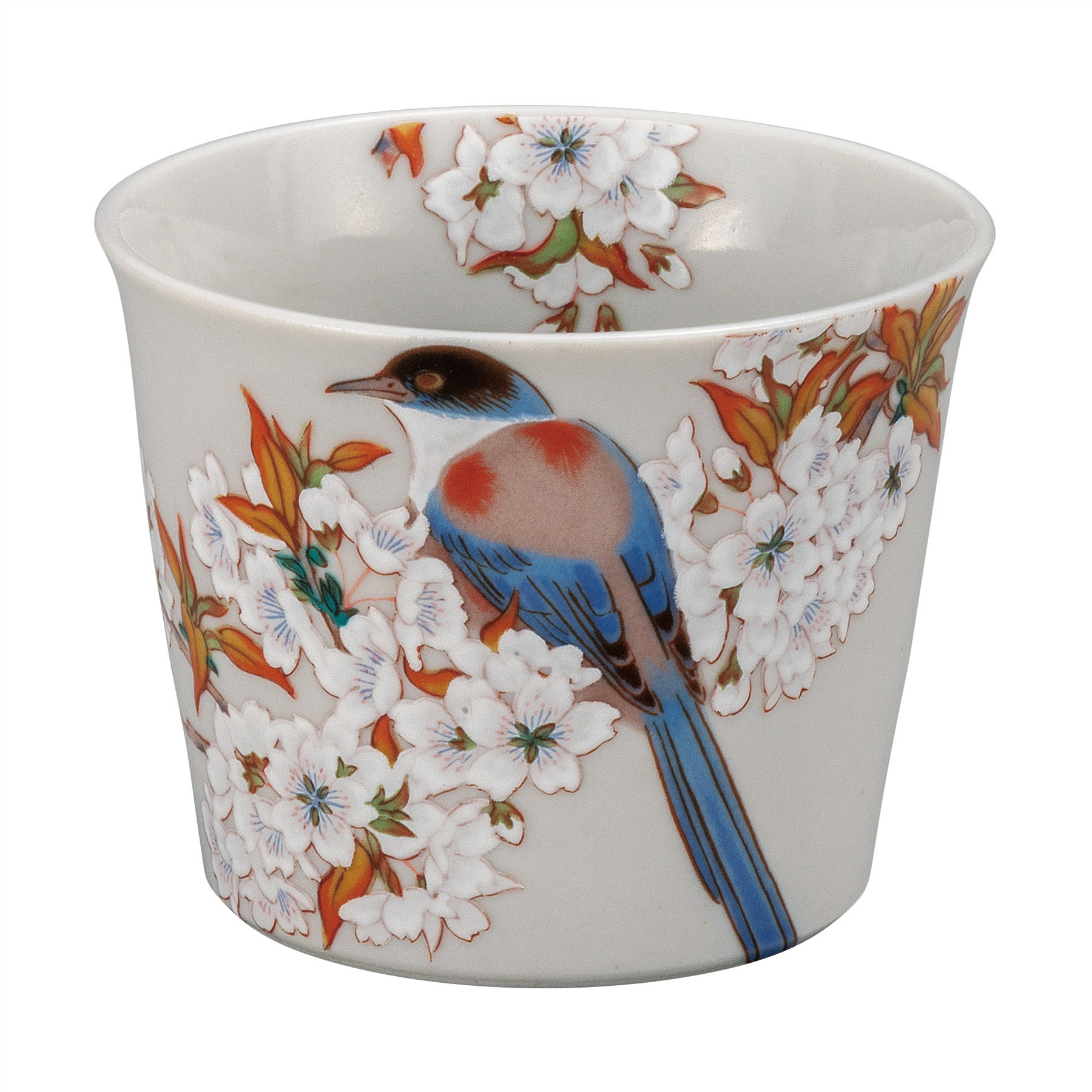 そば猪口・山桜に鳥
