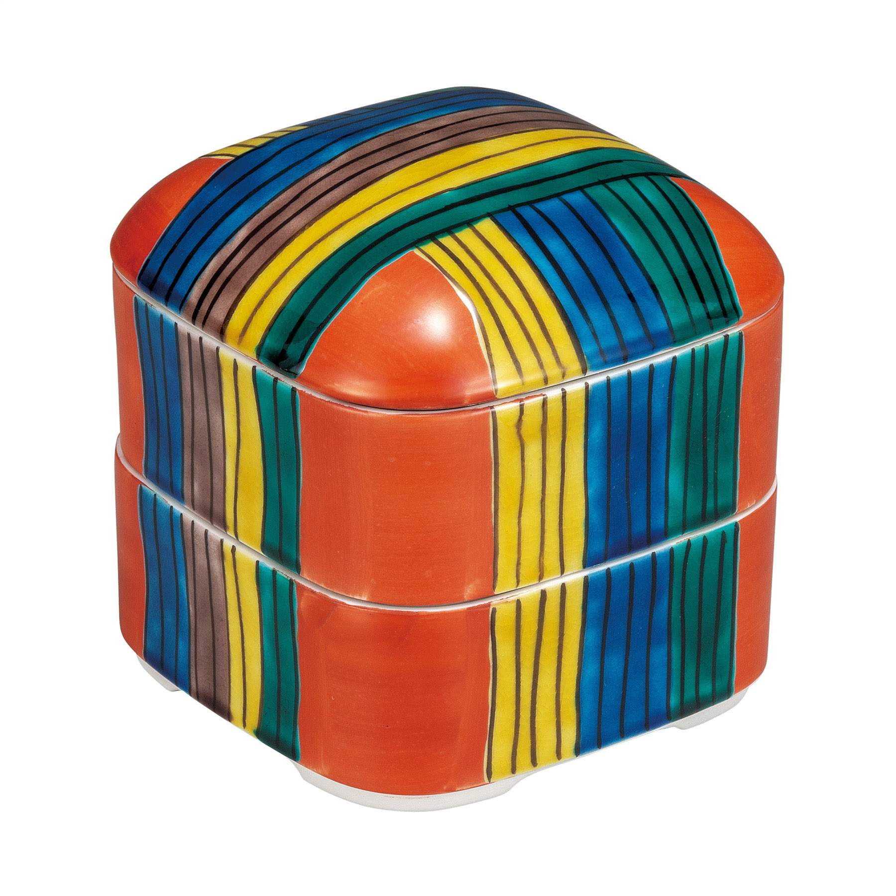 二段重・色絵糸巻