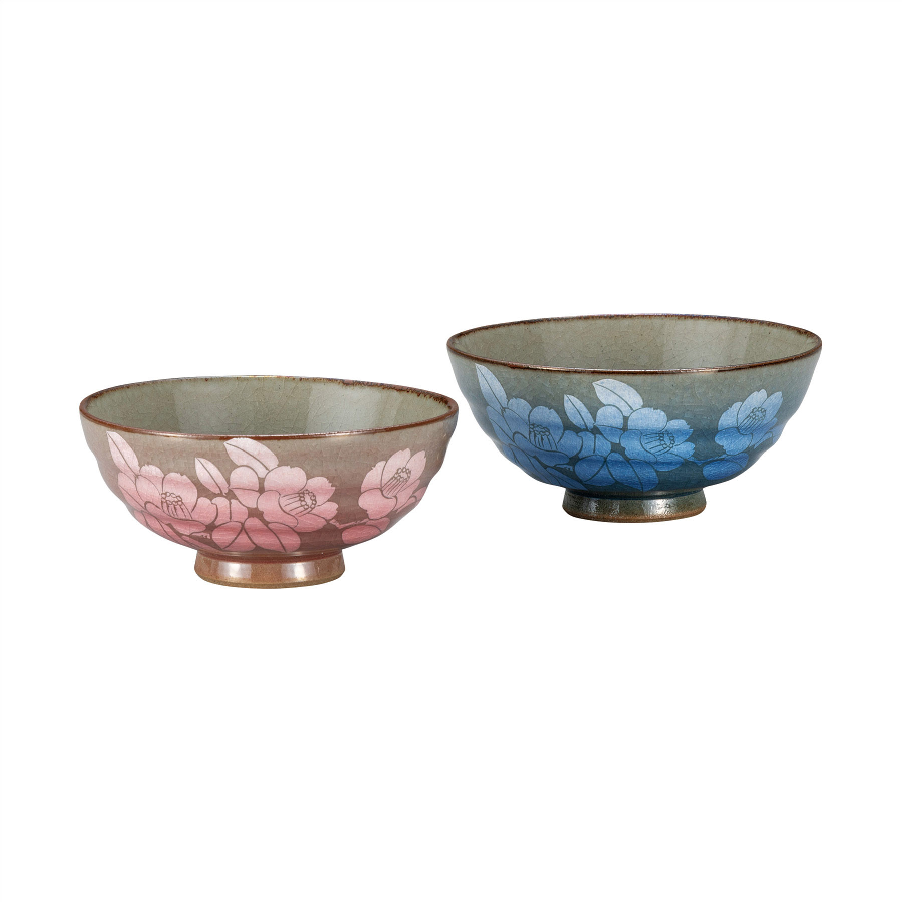 組飯碗・銀彩山茶花