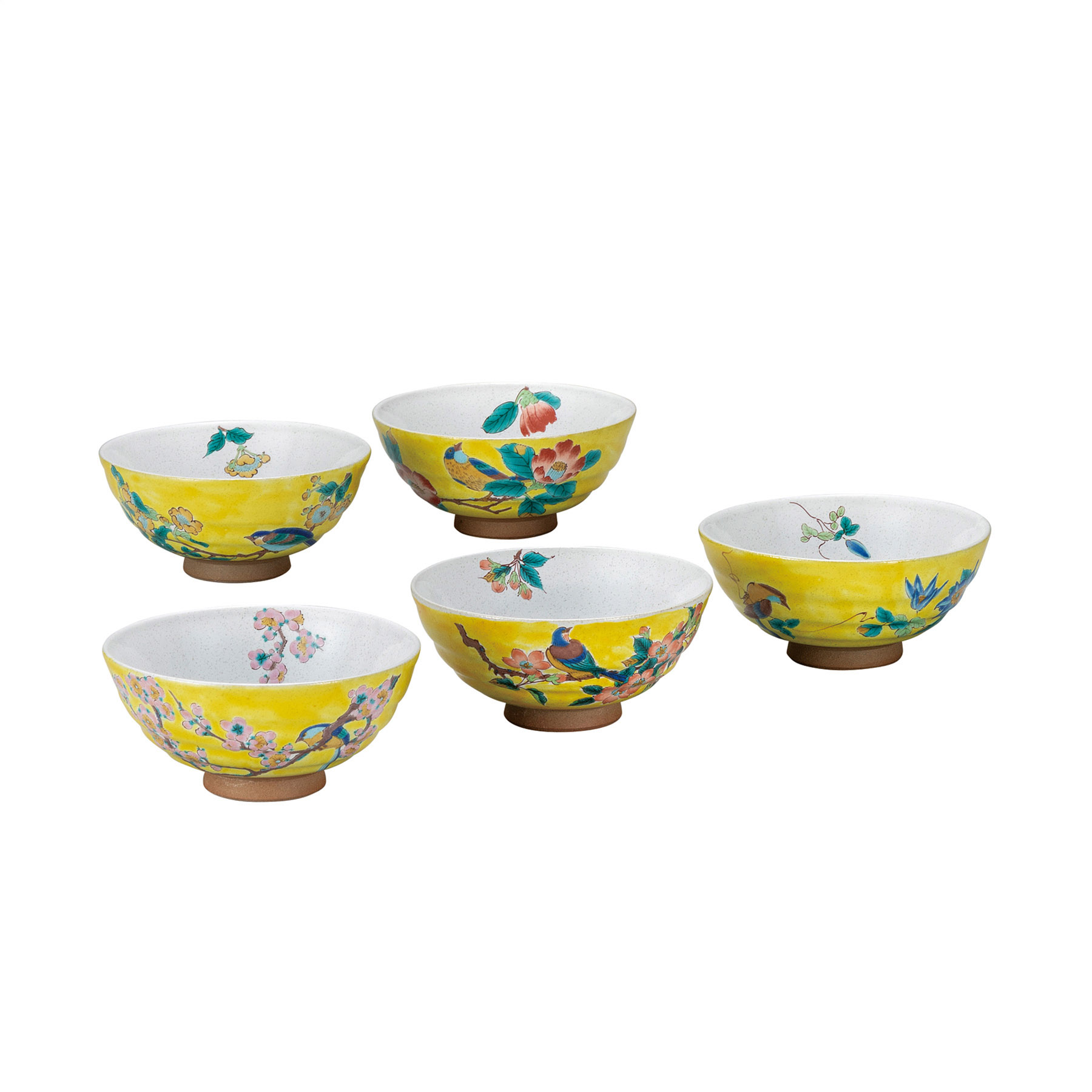 5客飯碗・吉田屋花鳥絵変り
