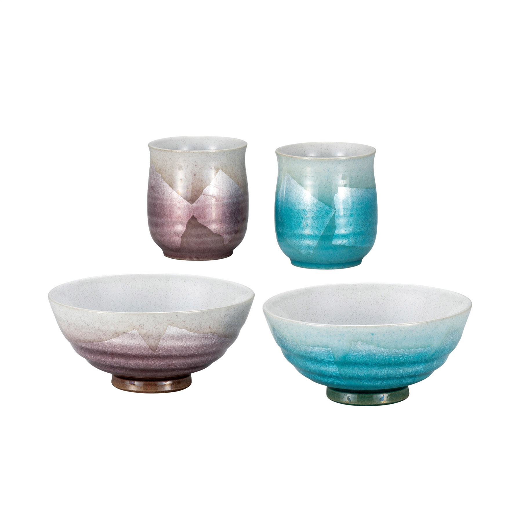 睦揃・銀彩　水色/紫