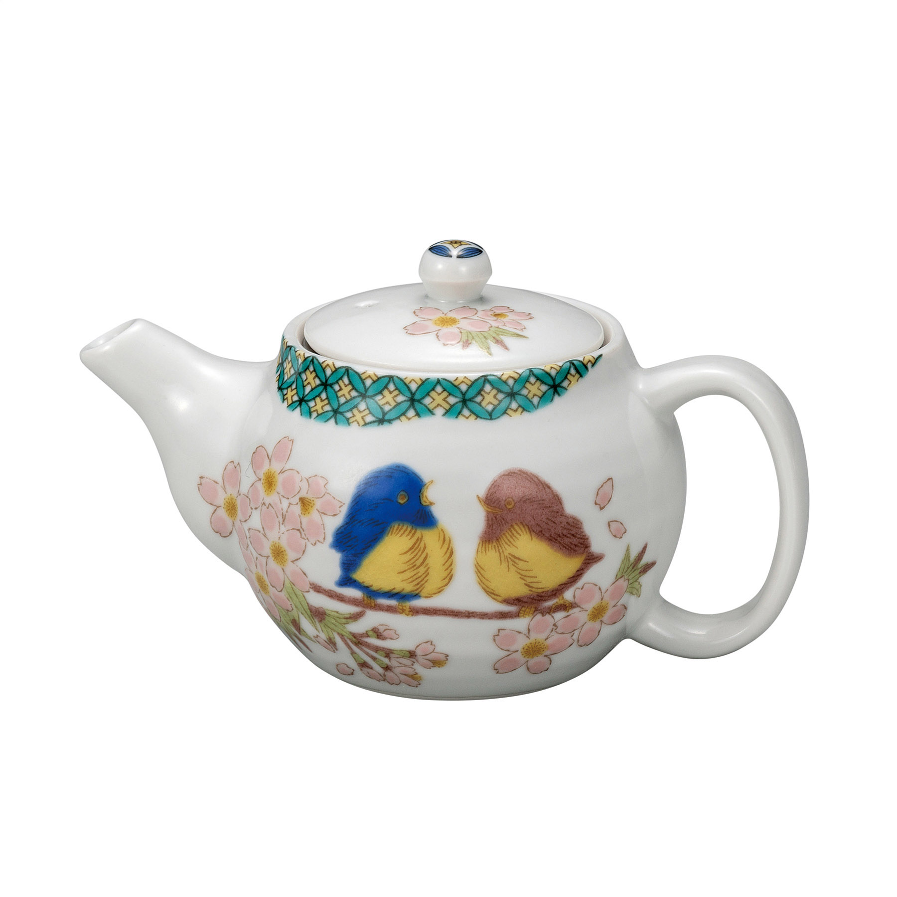 ポット急須・小紋花雀（網付）