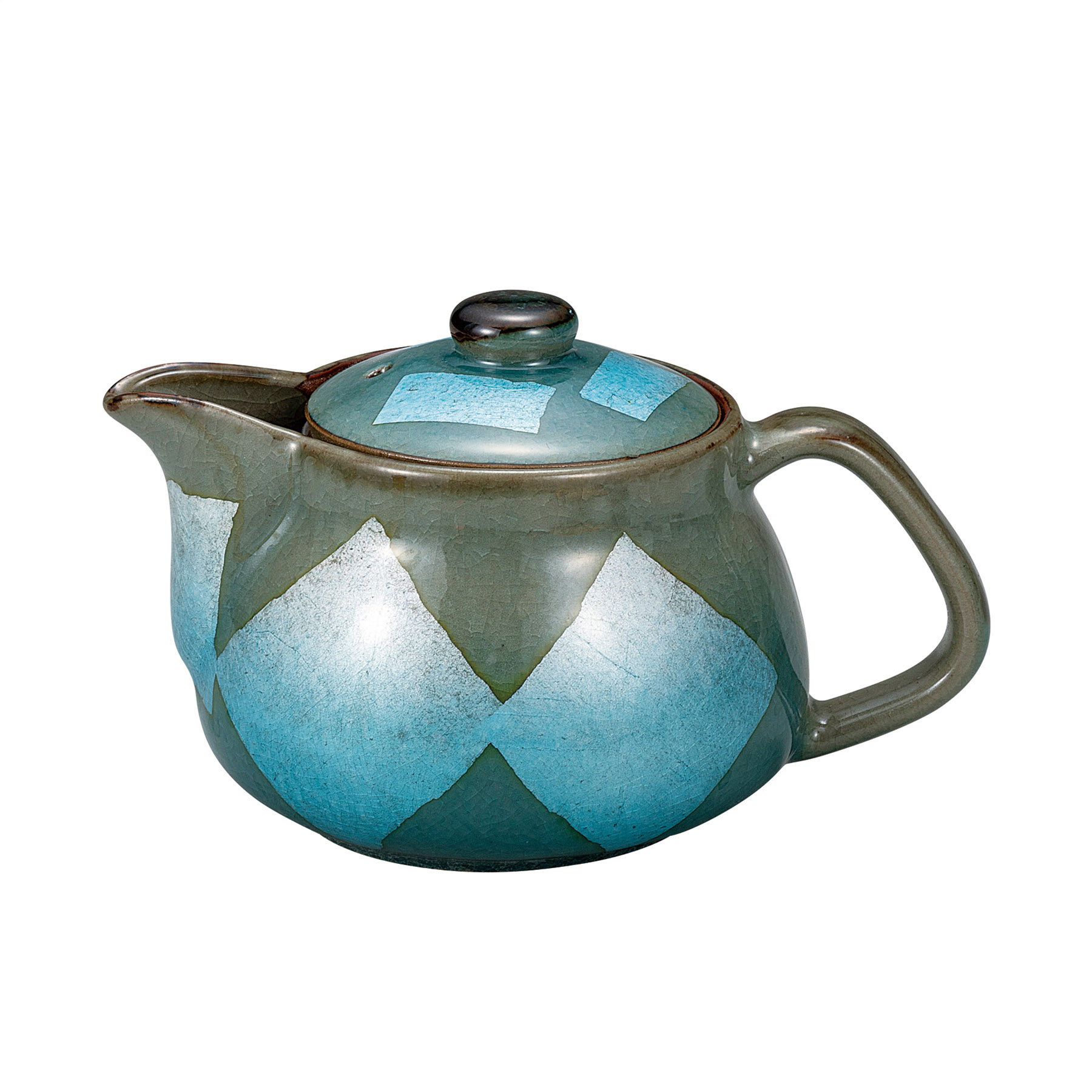 ポット急須・銀彩　水色（網付）