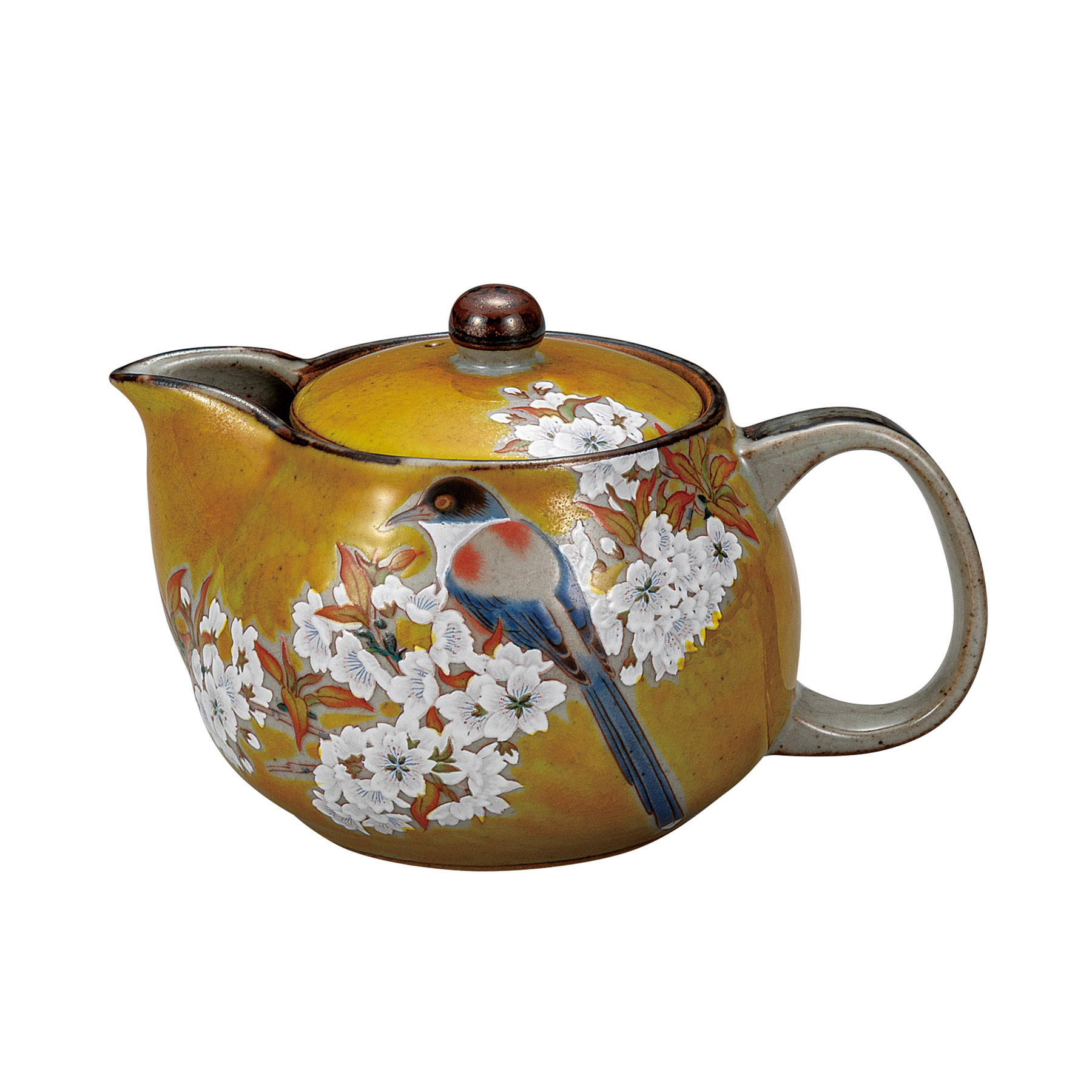 ポット急須・吉田屋山桜に鳥（網付）