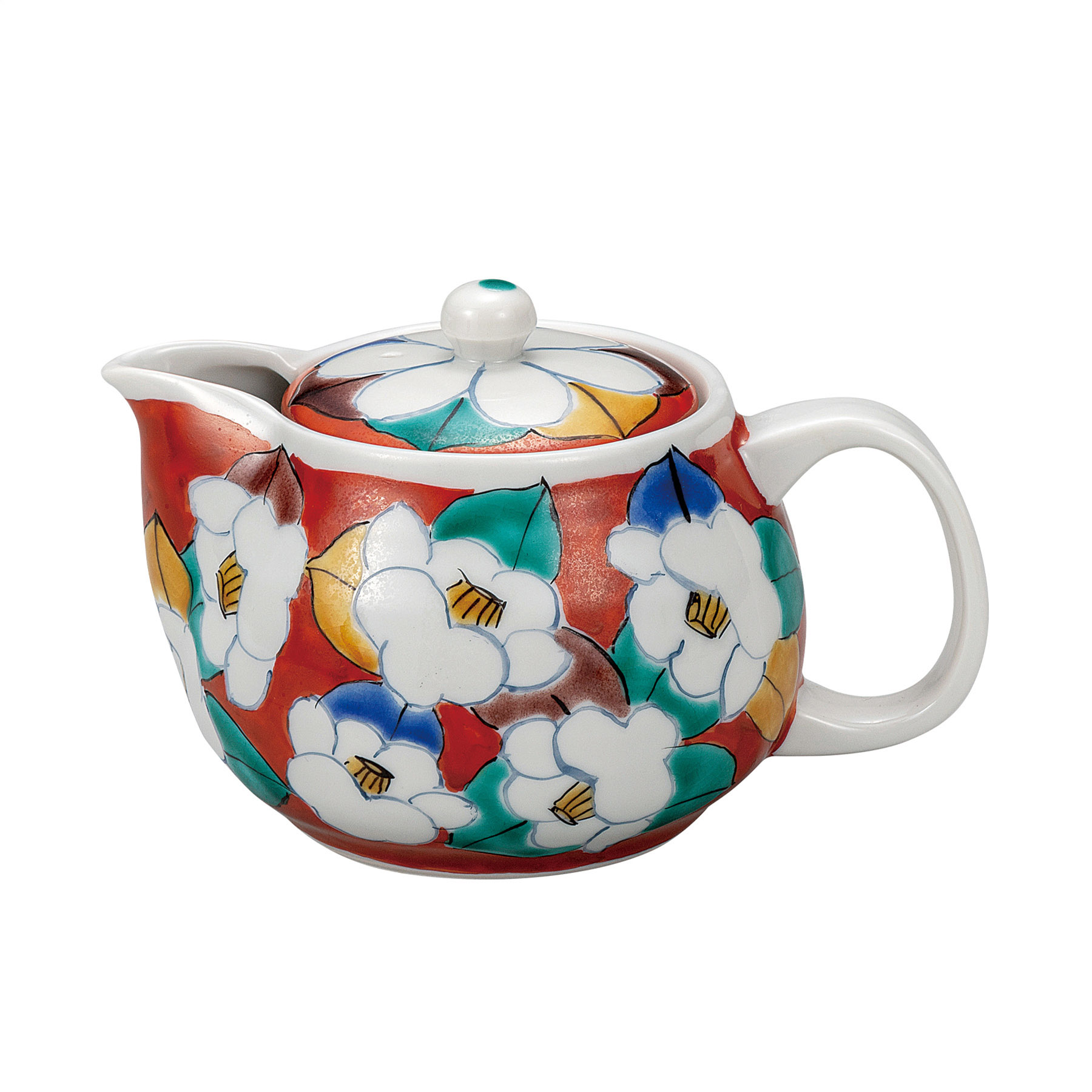 ポット急須・朱池椿（網付）