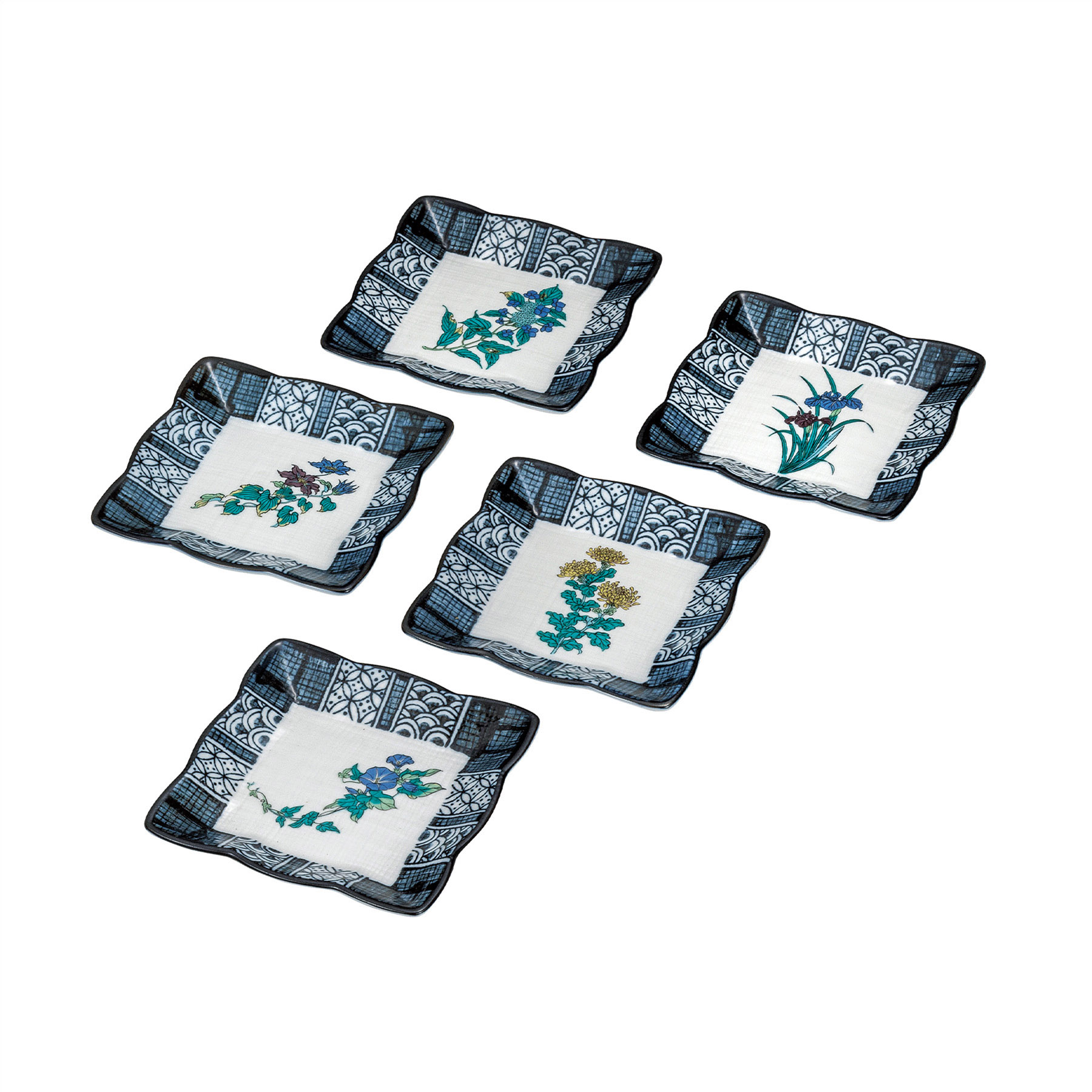 4.2号皿揃・草花絵変り