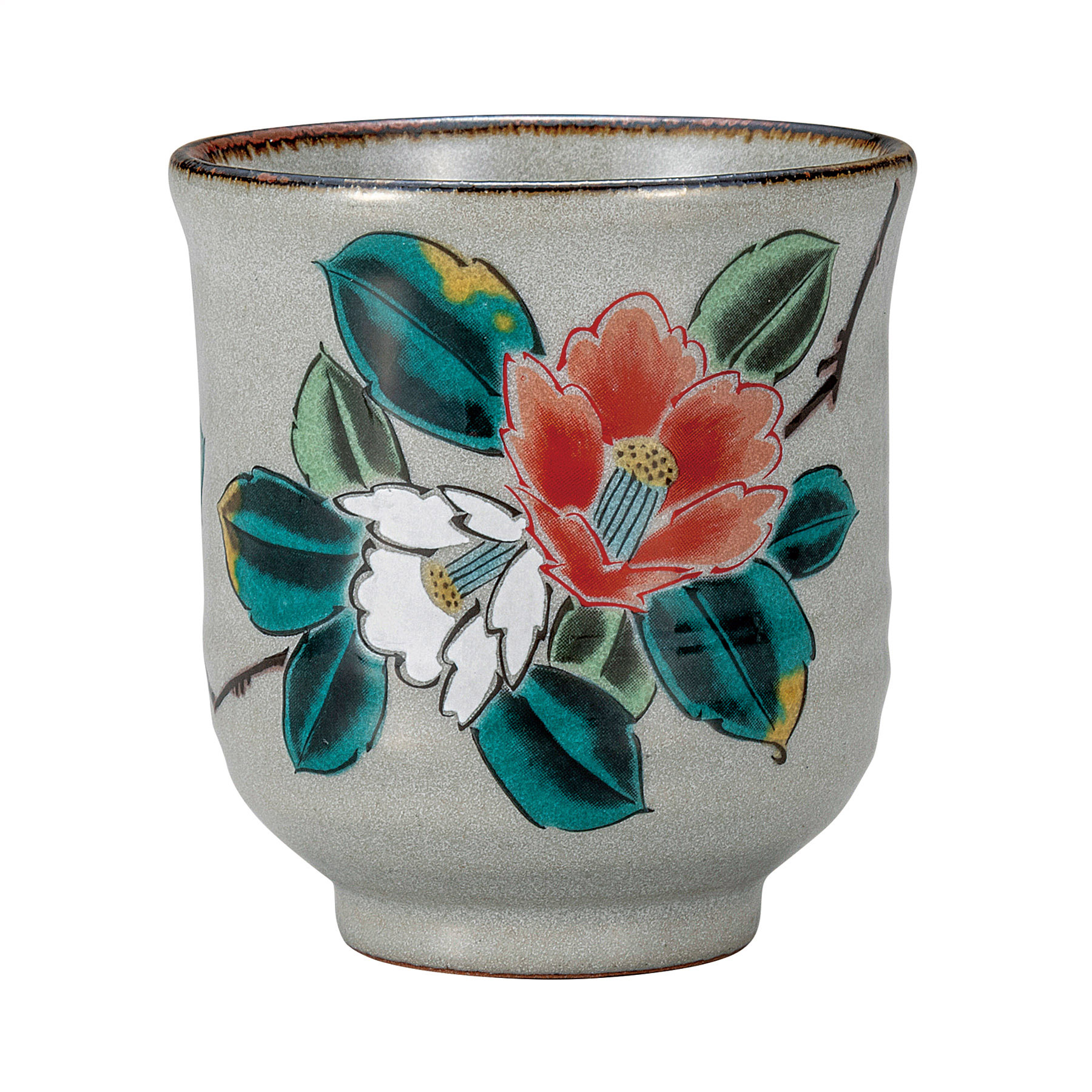 湯呑・紅白山茶花