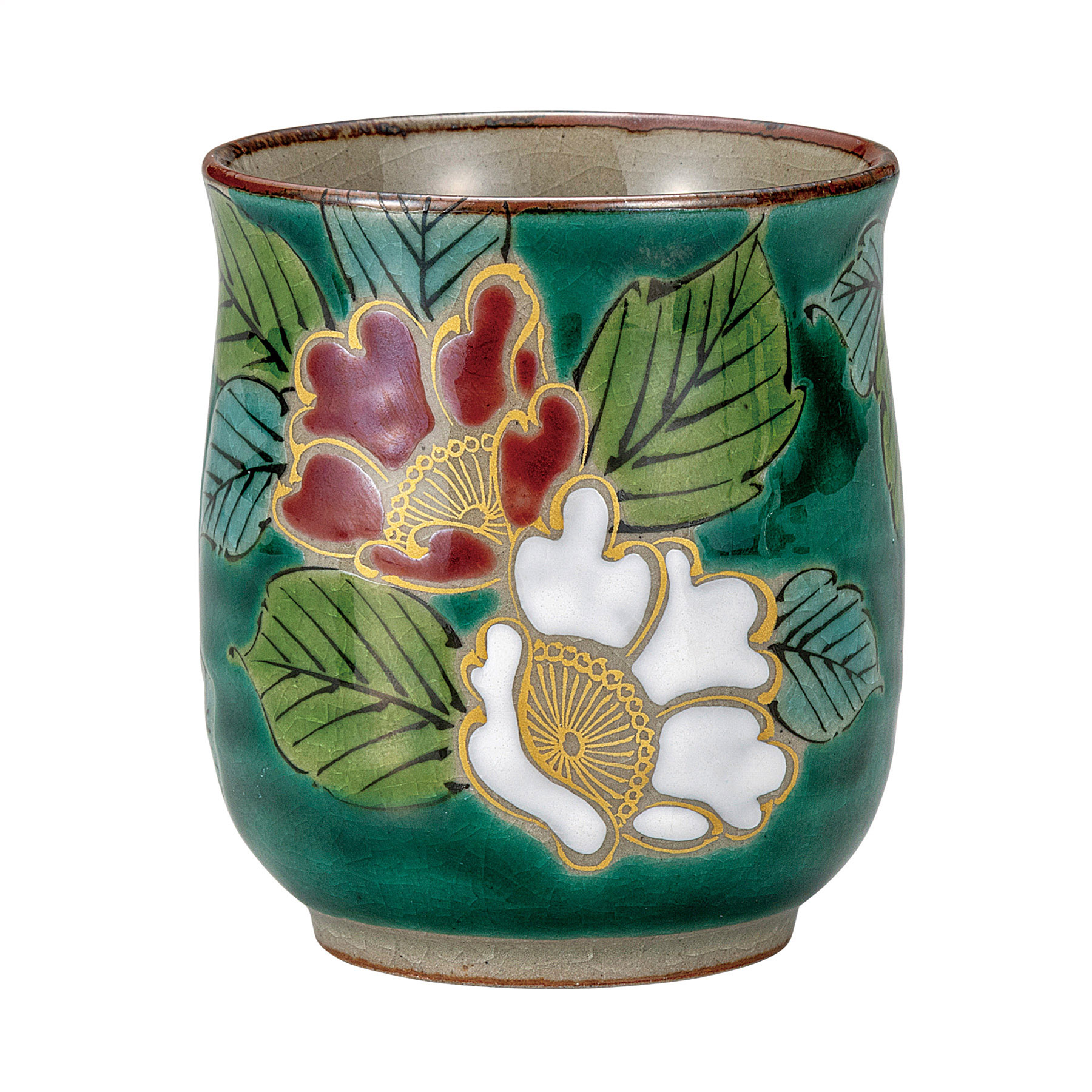 湯呑・グリーン山茶花