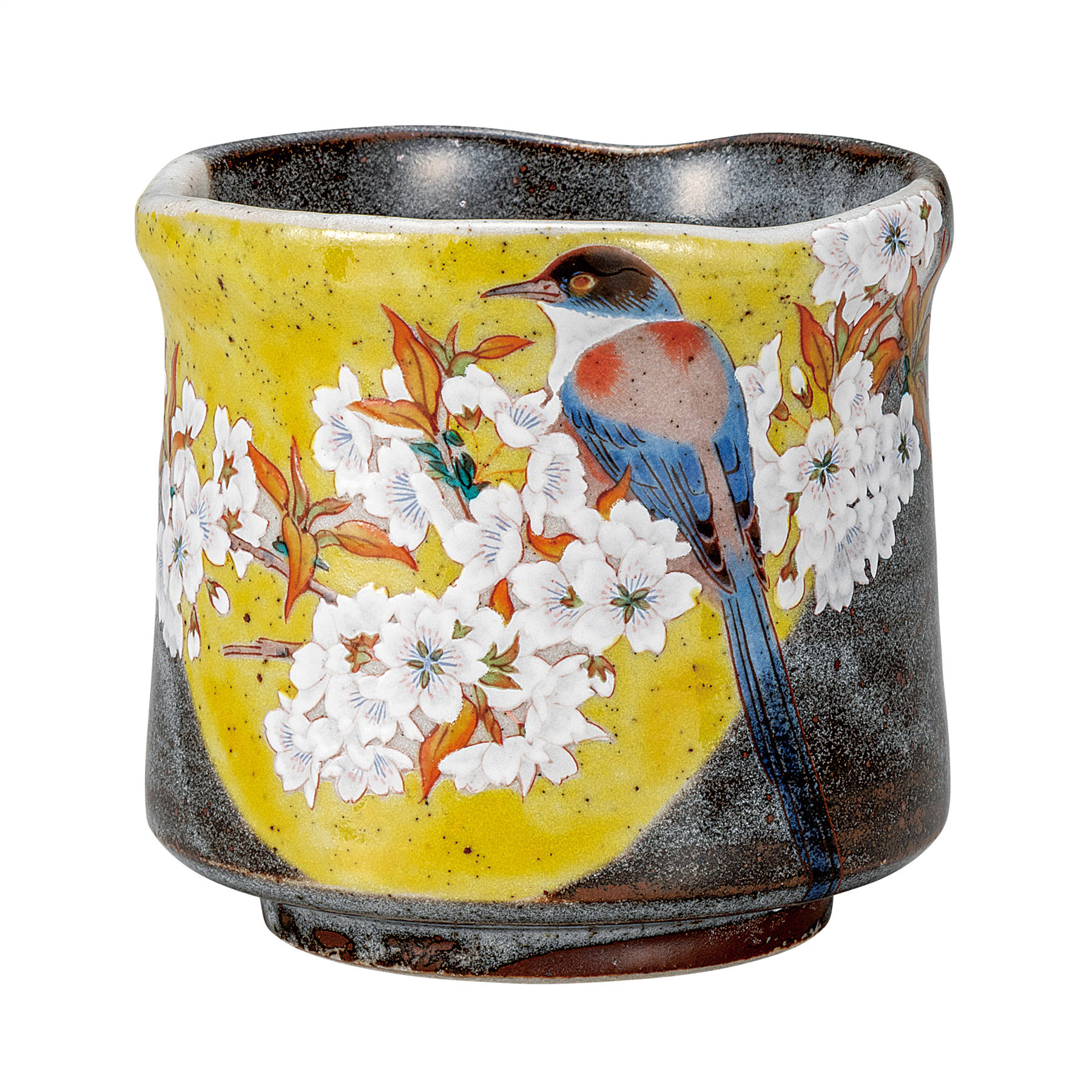 大湯呑・吉田屋山桜に鳥